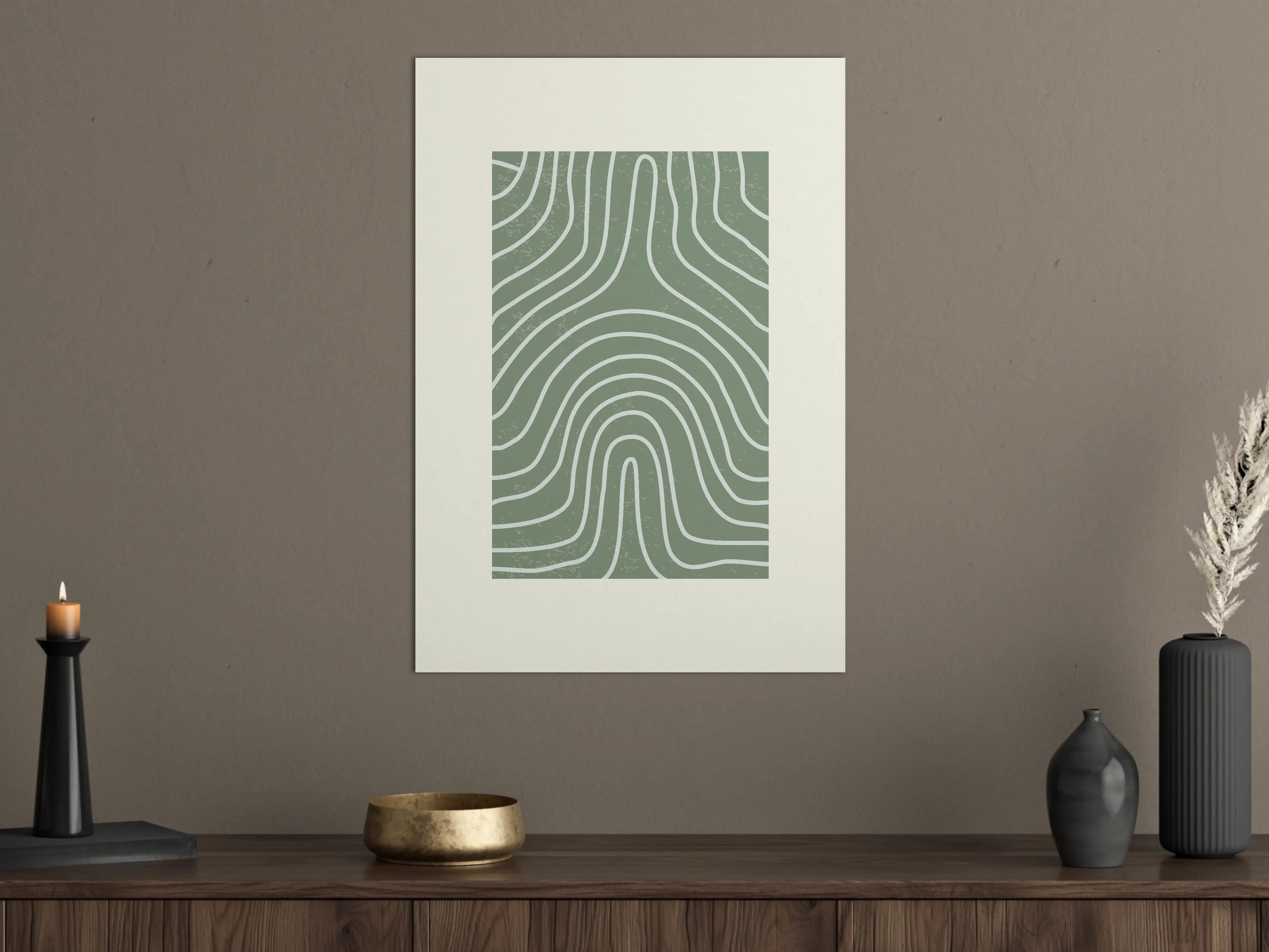Große Wandbilder - Moderne geometrische Wandkunst in Grünweiß