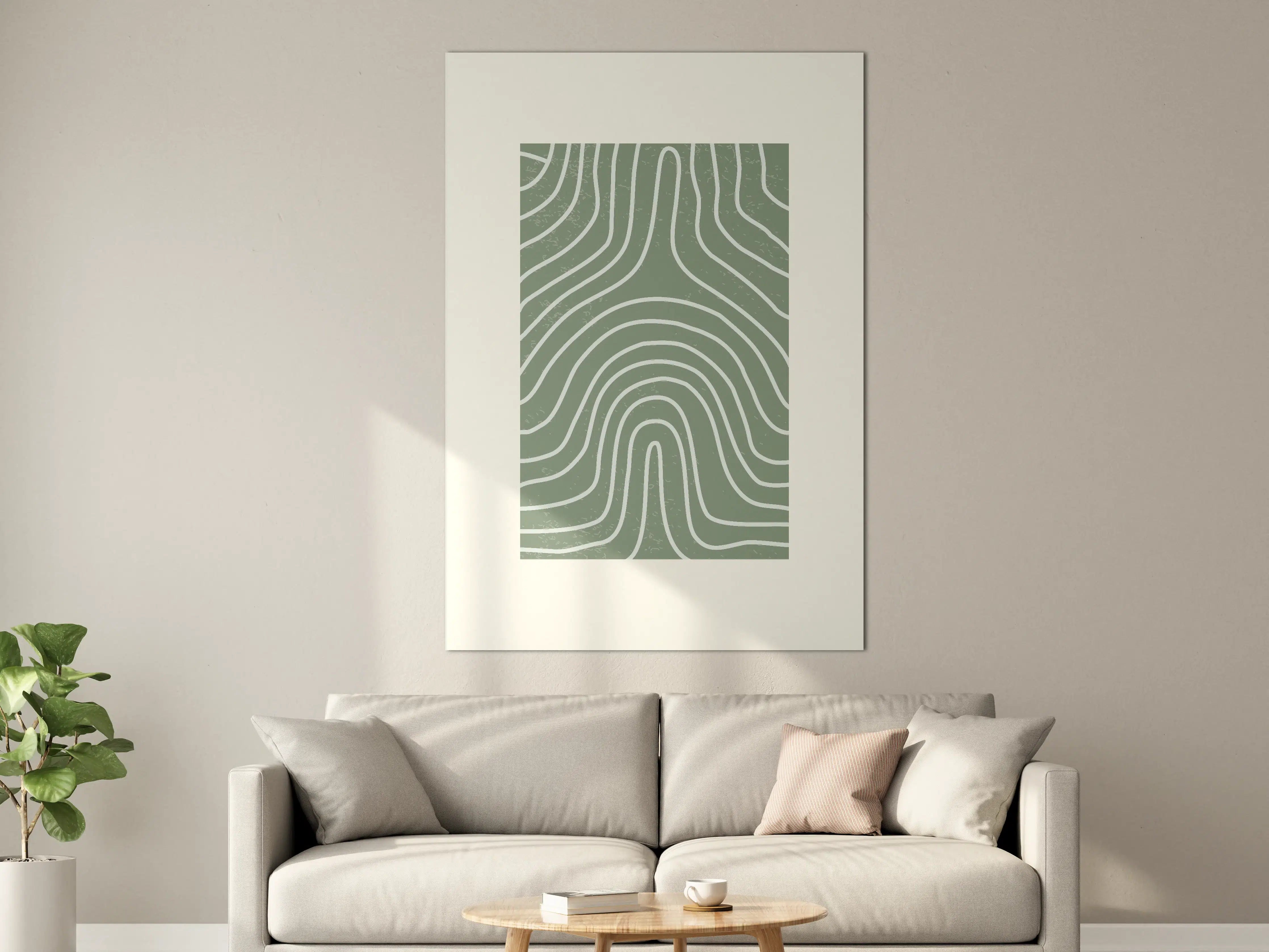 Große Wandbilder - Moderne geometrische Wandkunst in Grünweiß