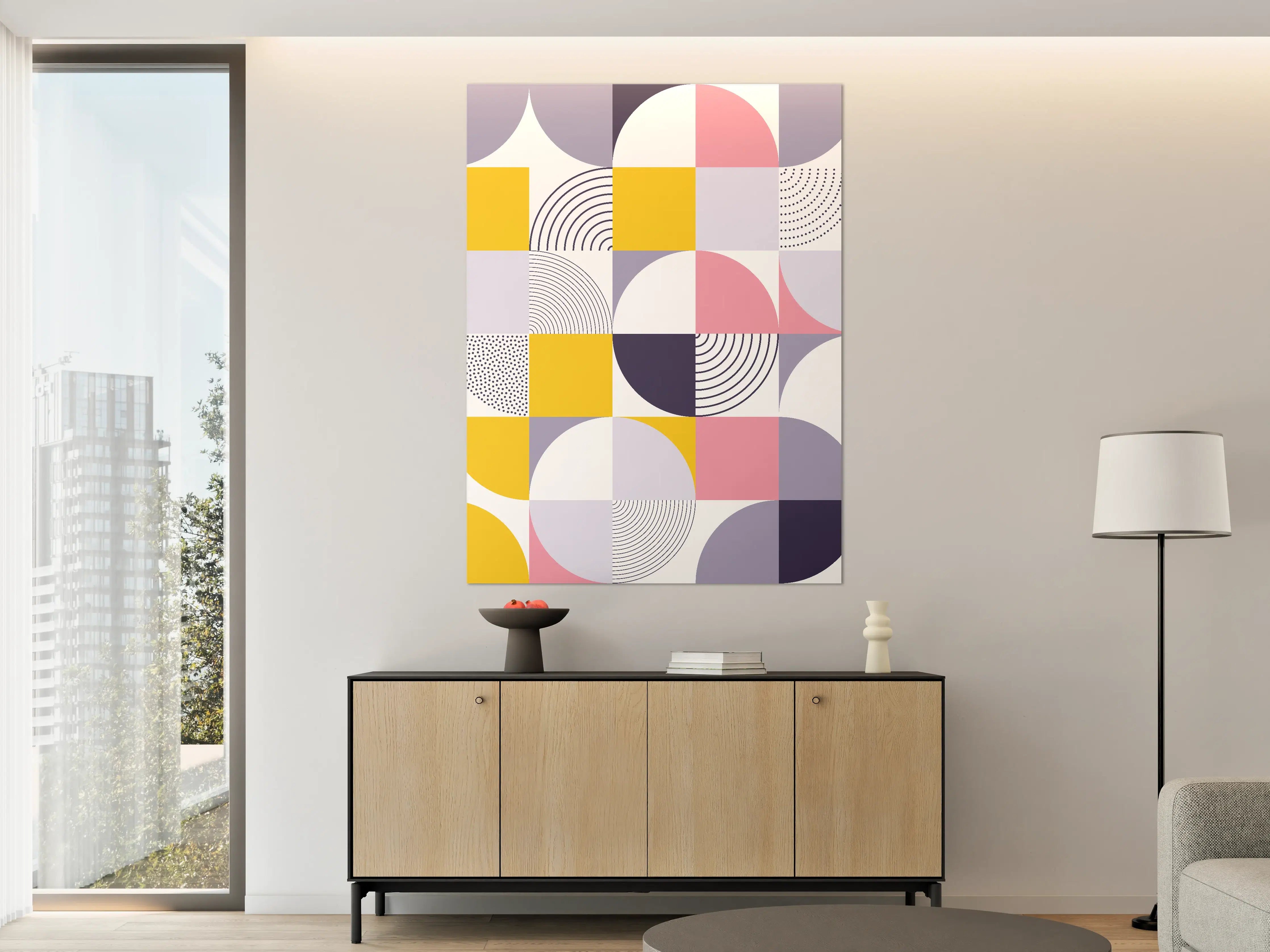 Große Wandbilder - Moderne geometrische Wandkunst in Pastellfarben