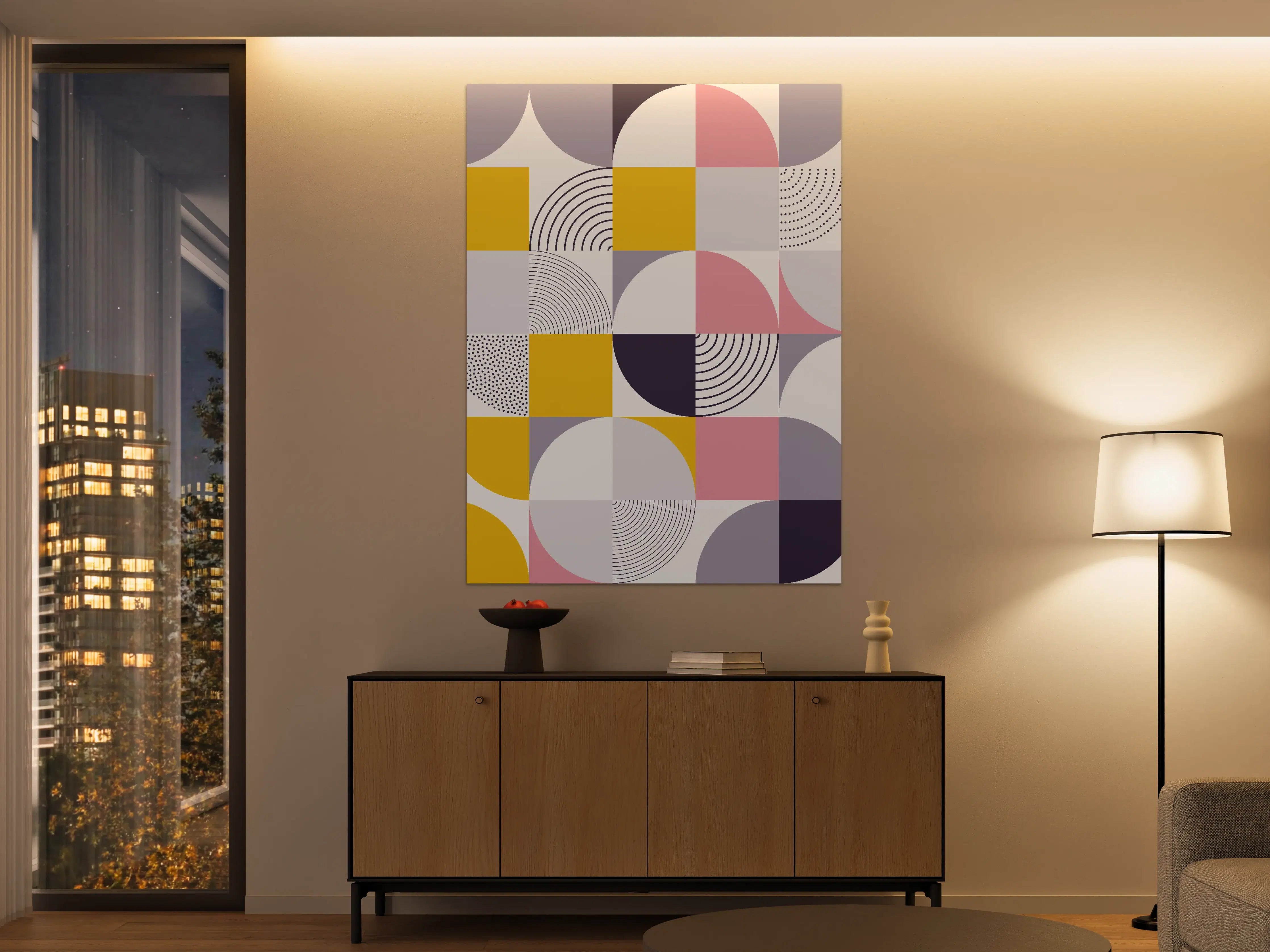 Große Wandbilder - Moderne geometrische Wandkunst in Pastellfarben