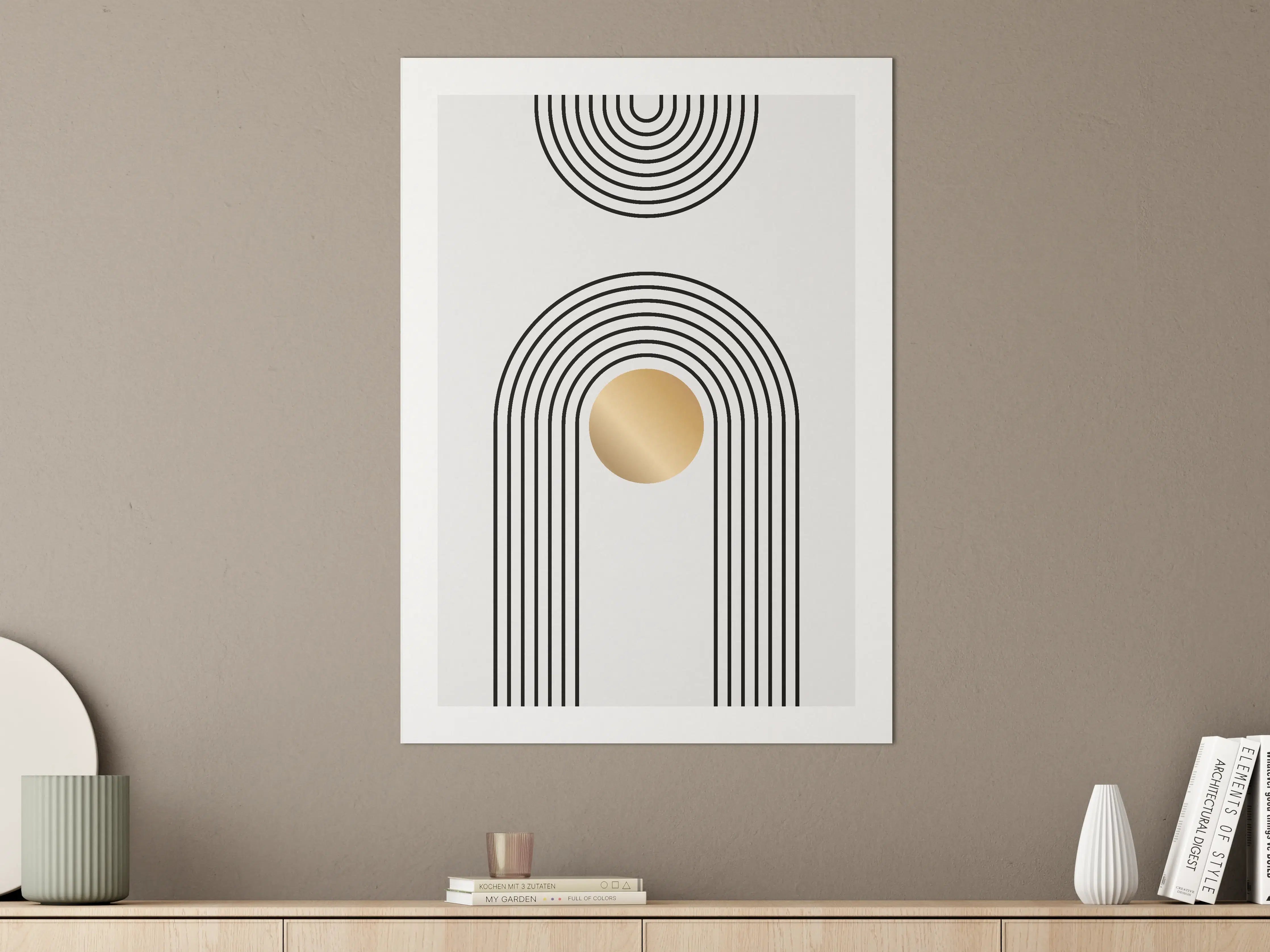 Große Wandbilder - Moderne geometrische Wandkunst in Schwarz und Gold