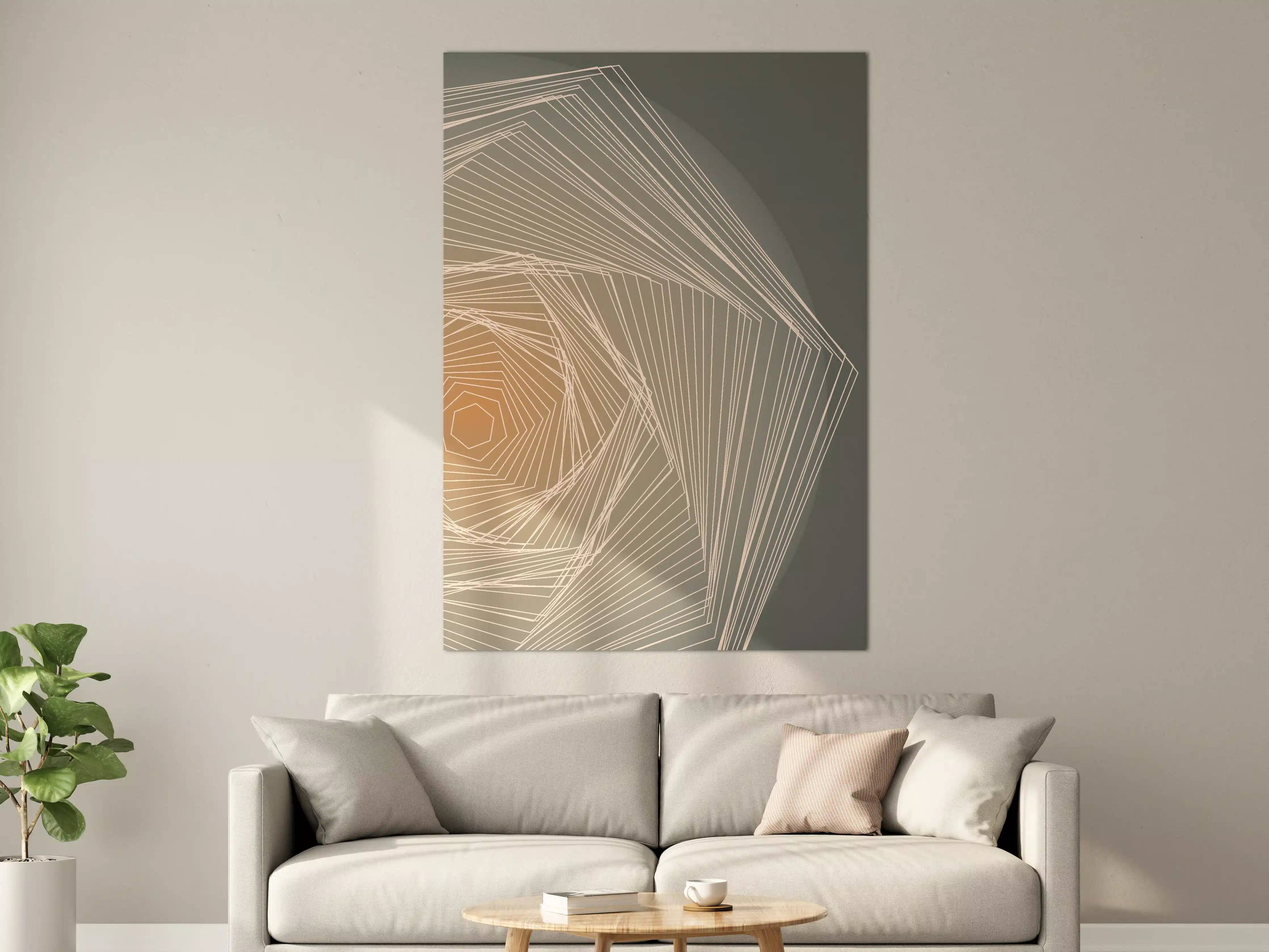 Große Wandbilder - Moderne geometrische Wandkunst in dezenten Tönen