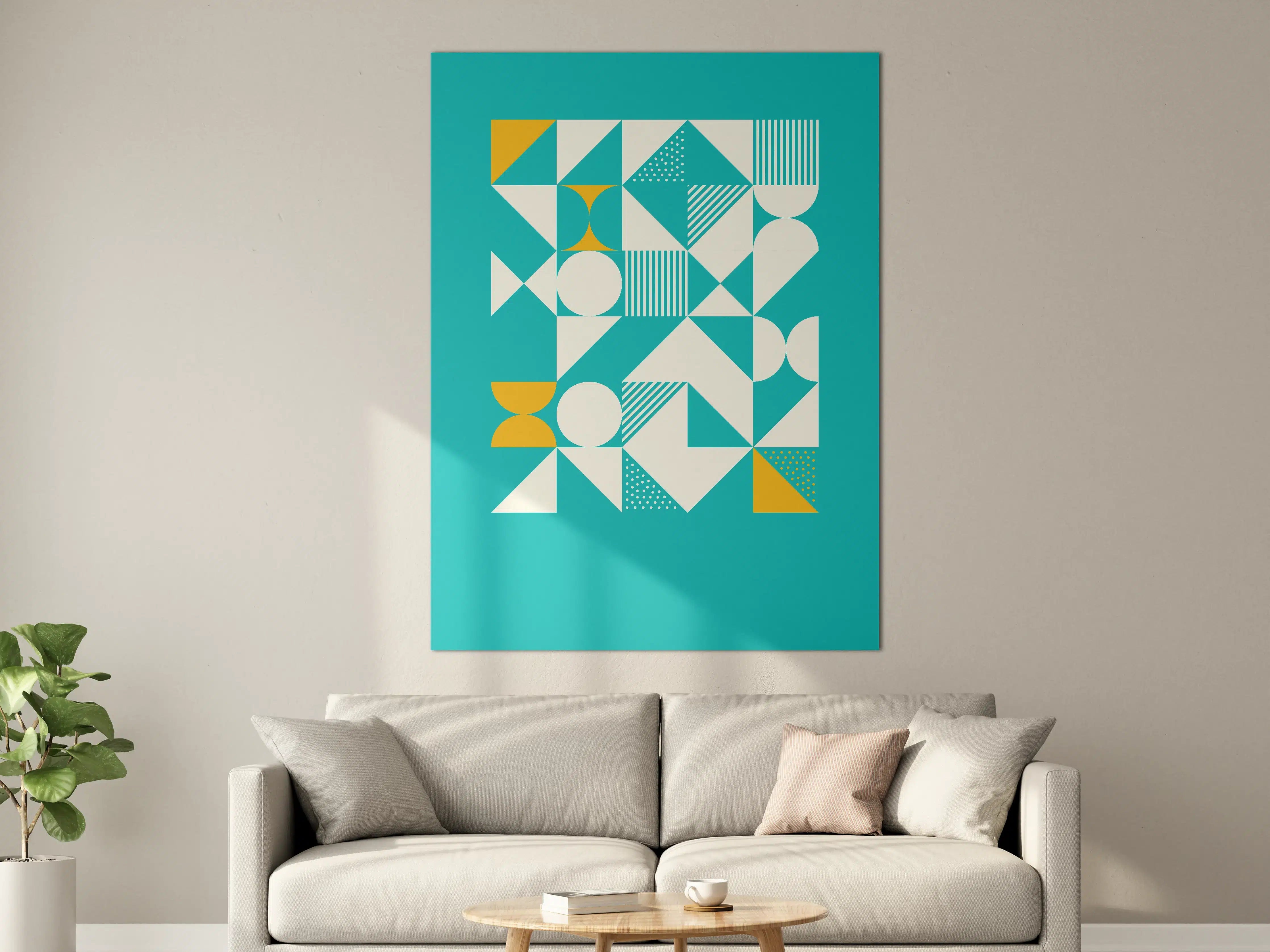 Große Wandbilder - Moderne geometrische Wandkunst in hellen Tönen