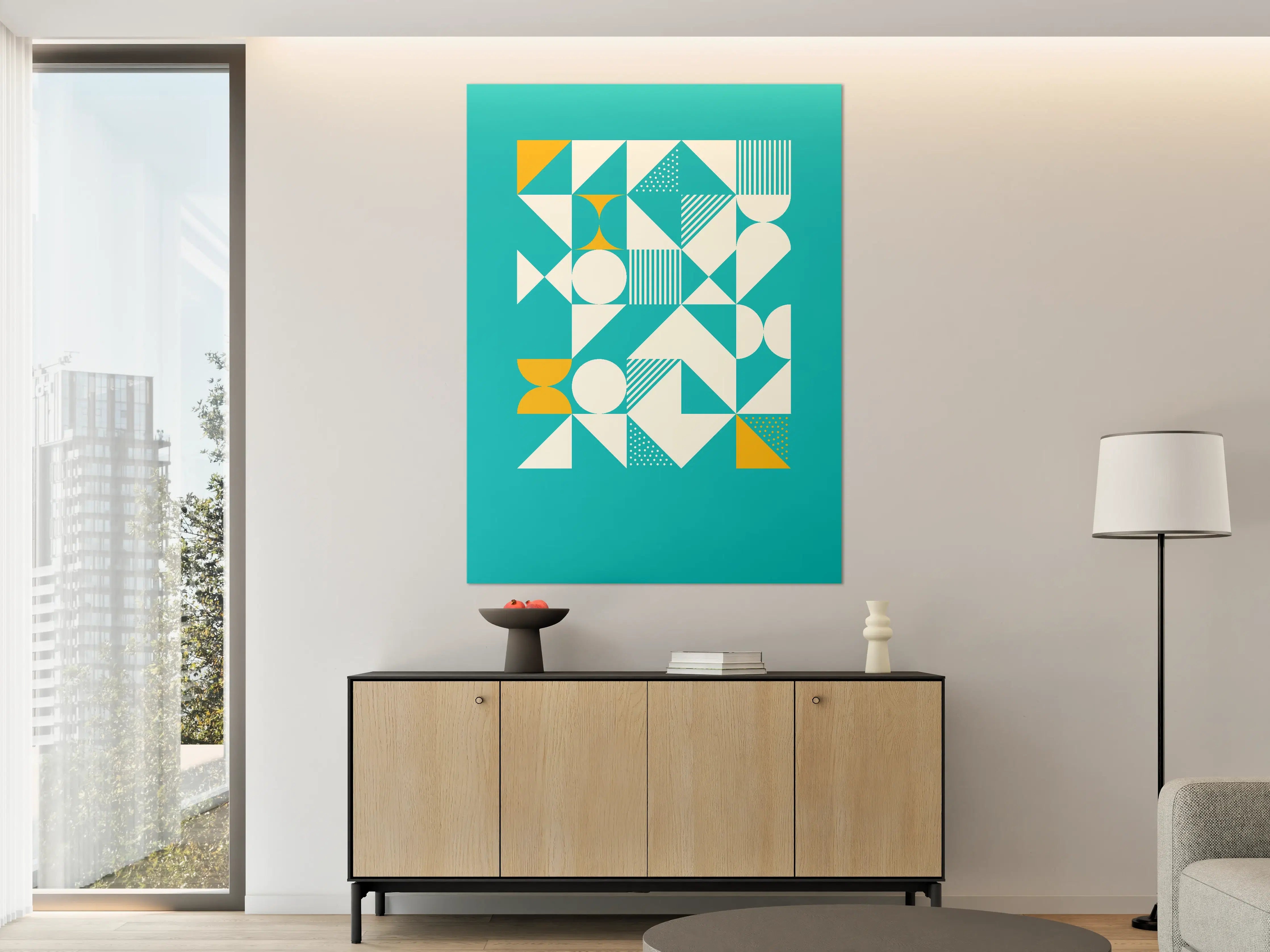 Große Wandbilder - Moderne geometrische Wandkunst in hellen Tönen