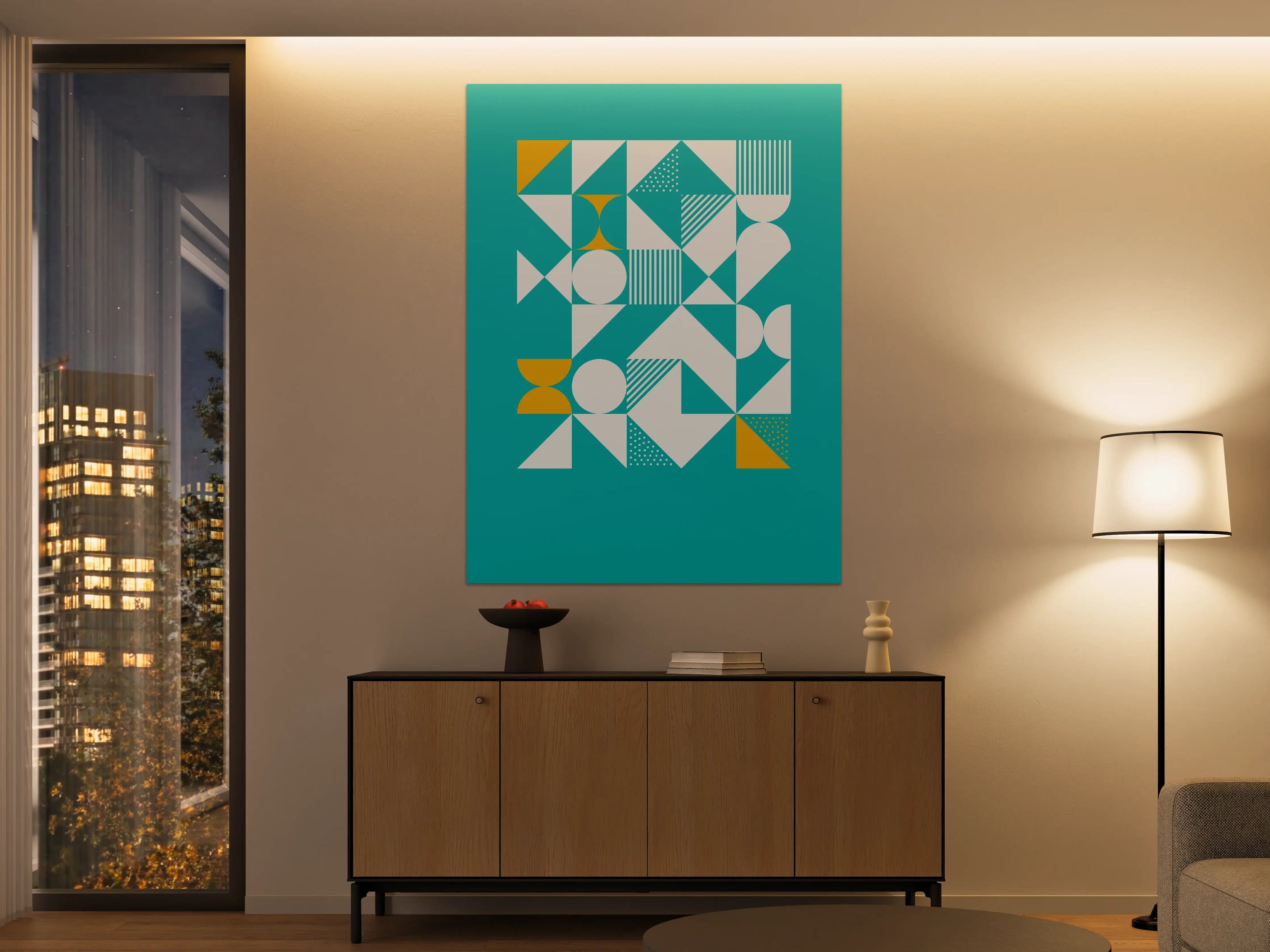 Große Wandbilder - Moderne geometrische Wandkunst in hellen Tönen