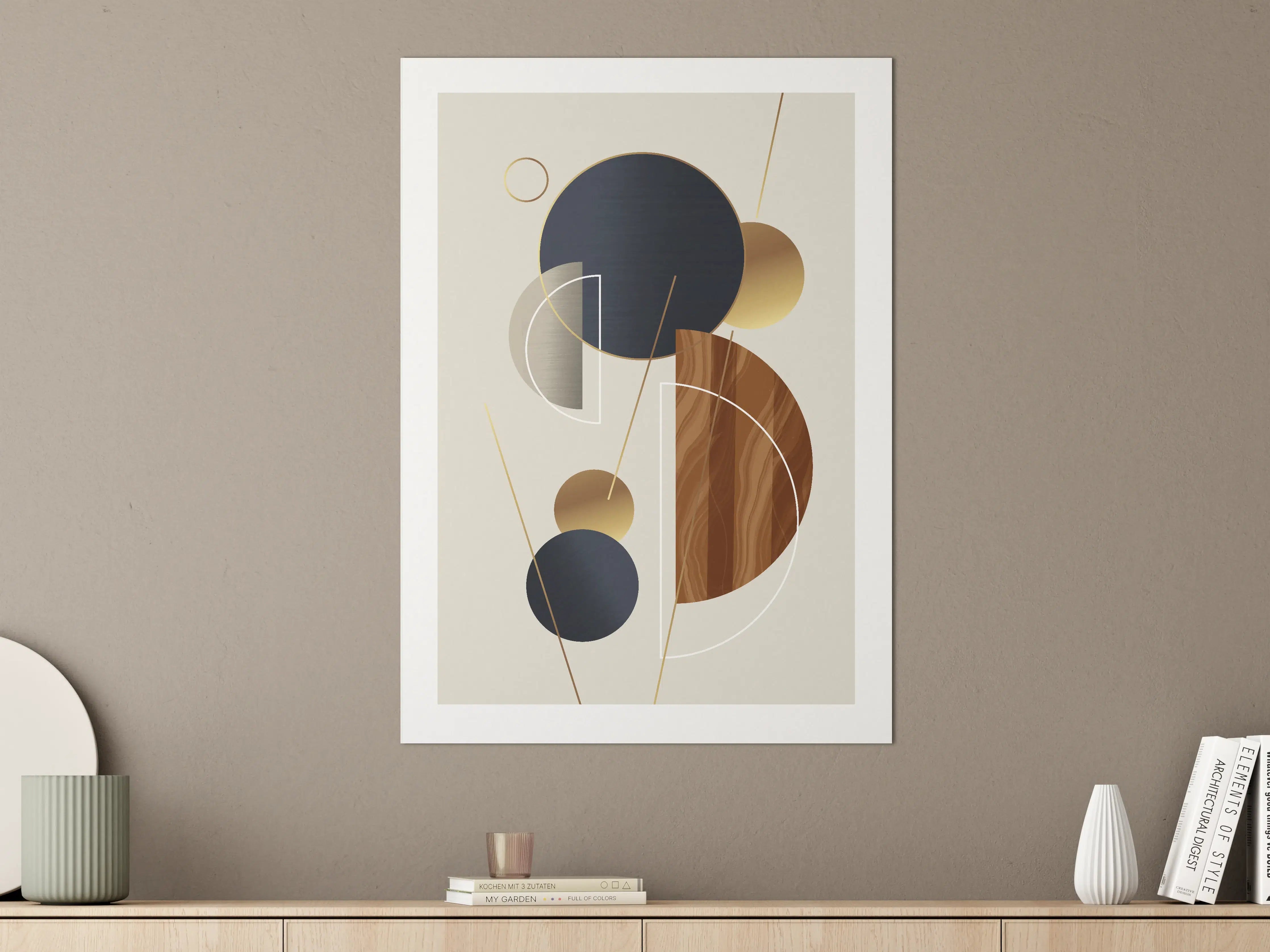 Große Wandbilder - Moderne geometrische Wandkunst in neutralen Tönen