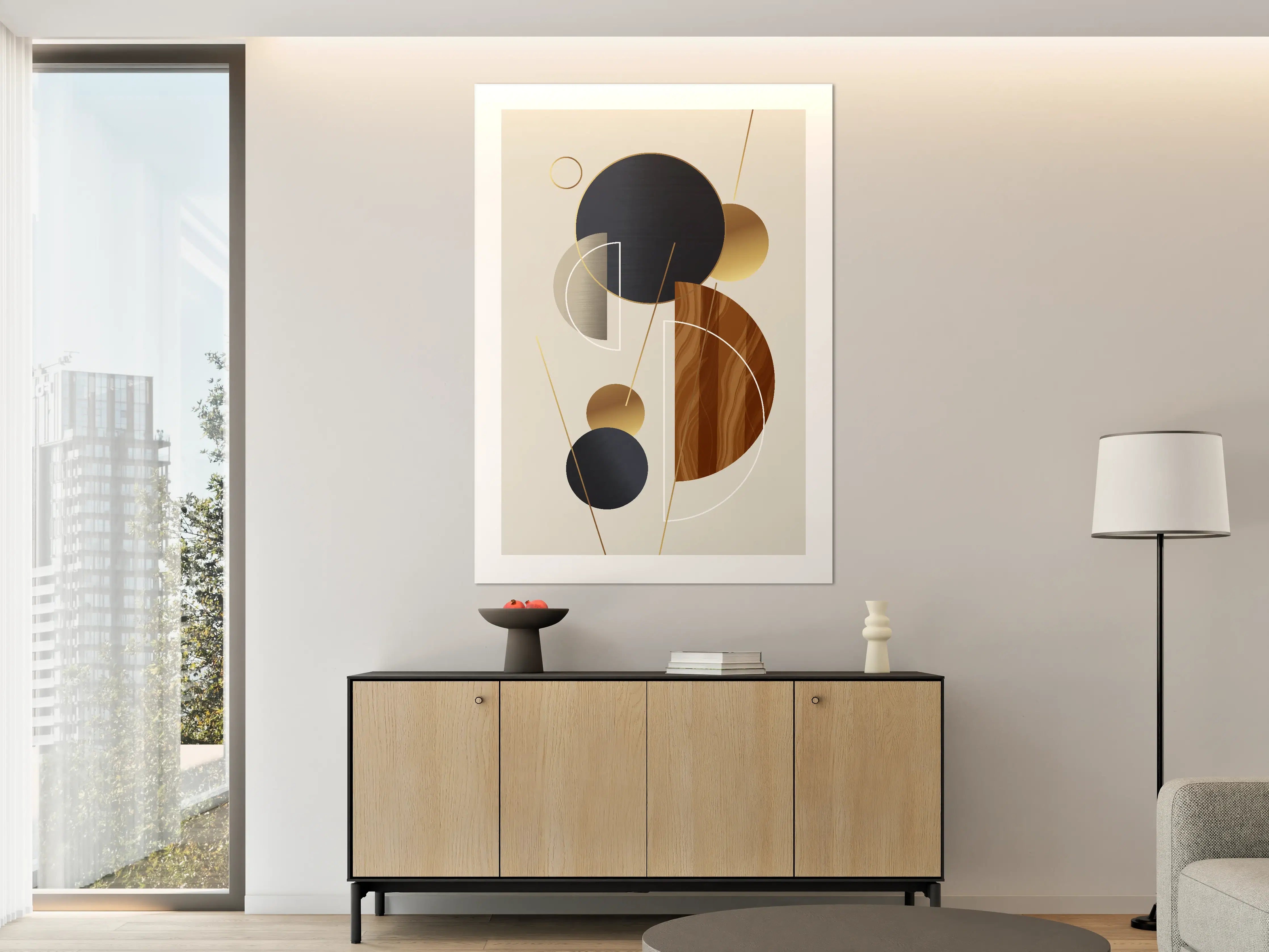 Große Wandbilder - Moderne geometrische Wandkunst in neutralen Tönen