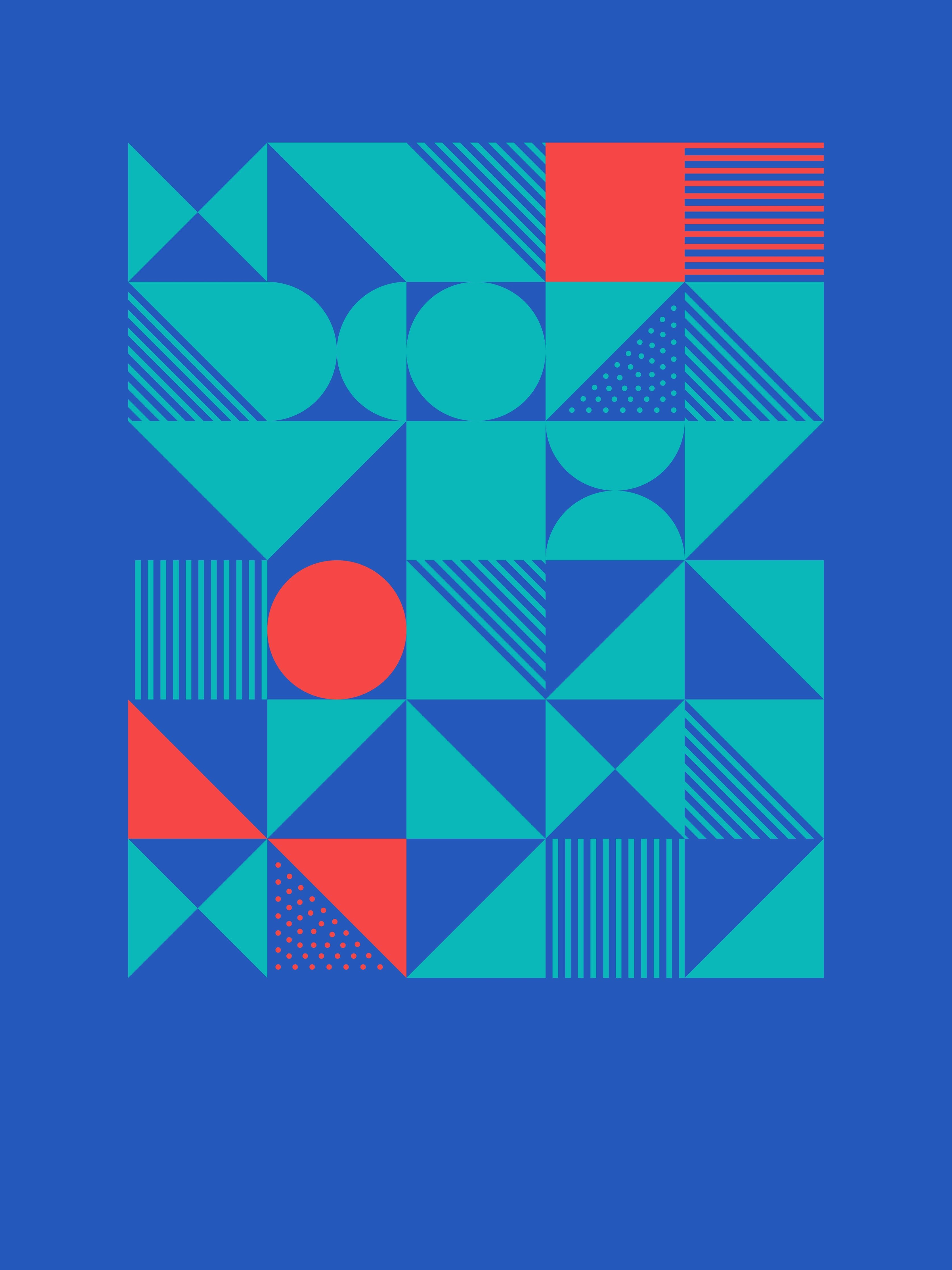 Große Wandbilder-Moderne geometrische Wandkunst mit Blau- und Rottönen