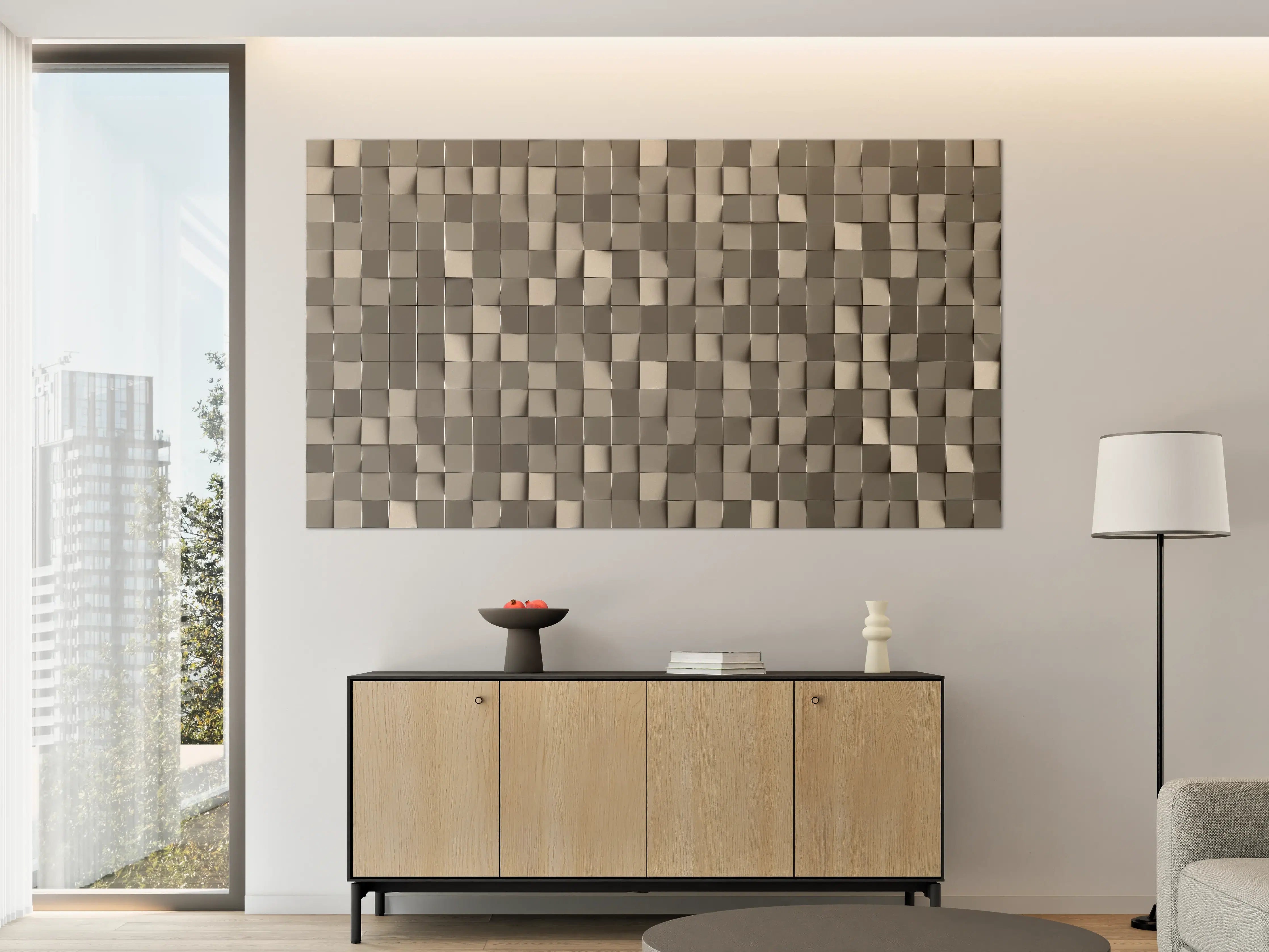 Große Wandbilder - Moderne graue 3D-Wandfliesen