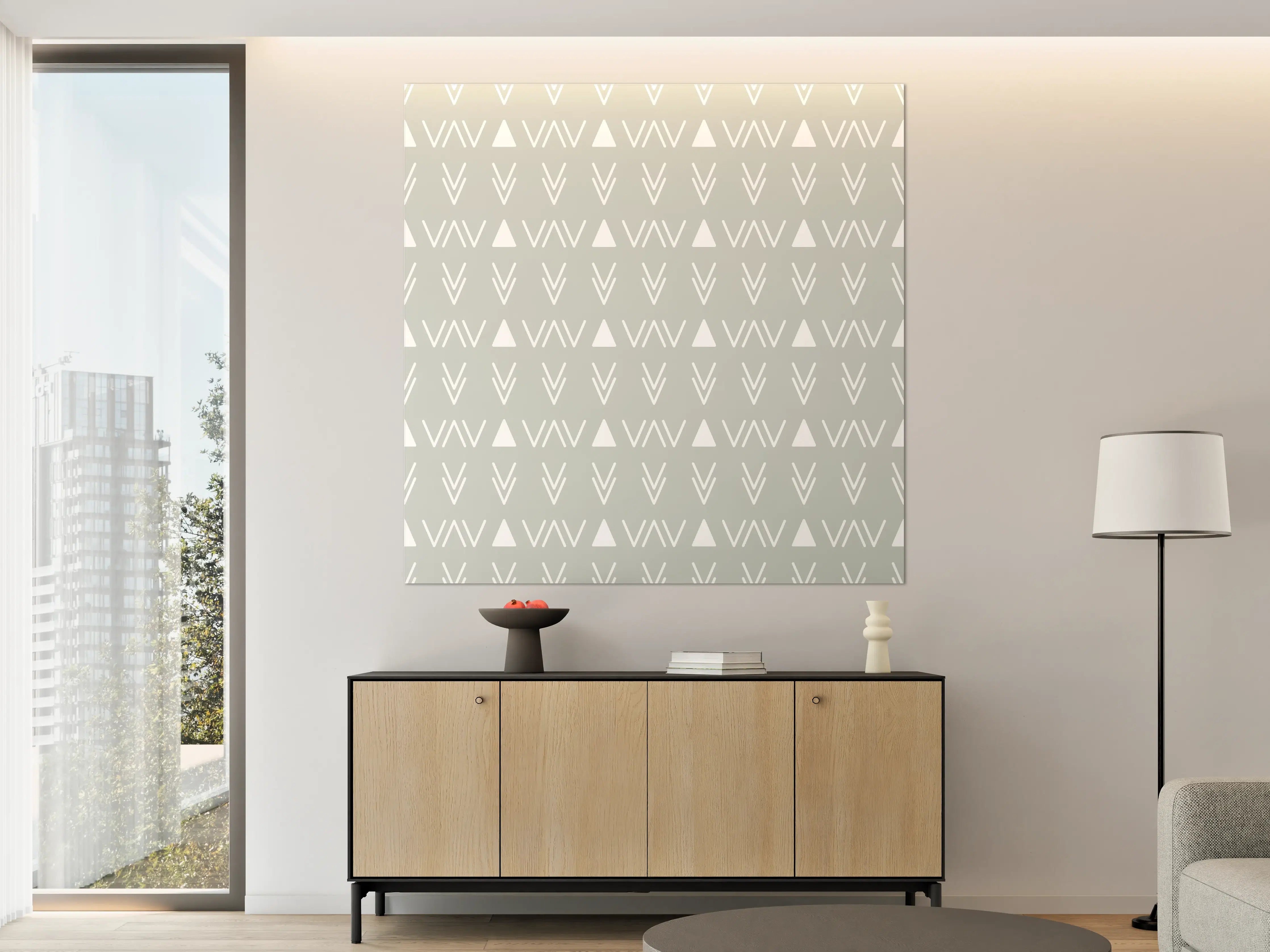 Große Wandbilder - Moderne graue Wand mit geometrischem Muster