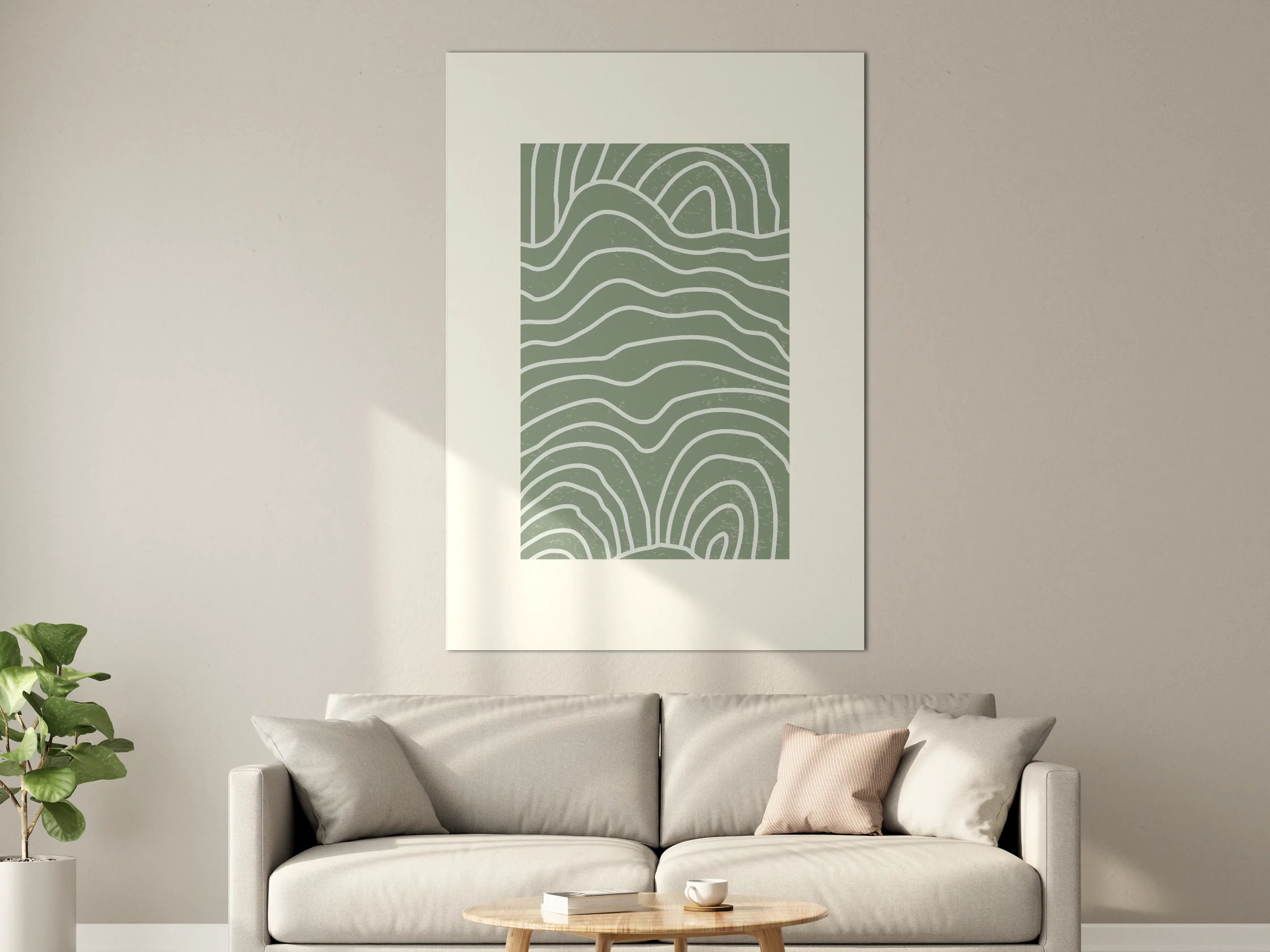 Große Wandbilder - Moderne grüne Linienkunst