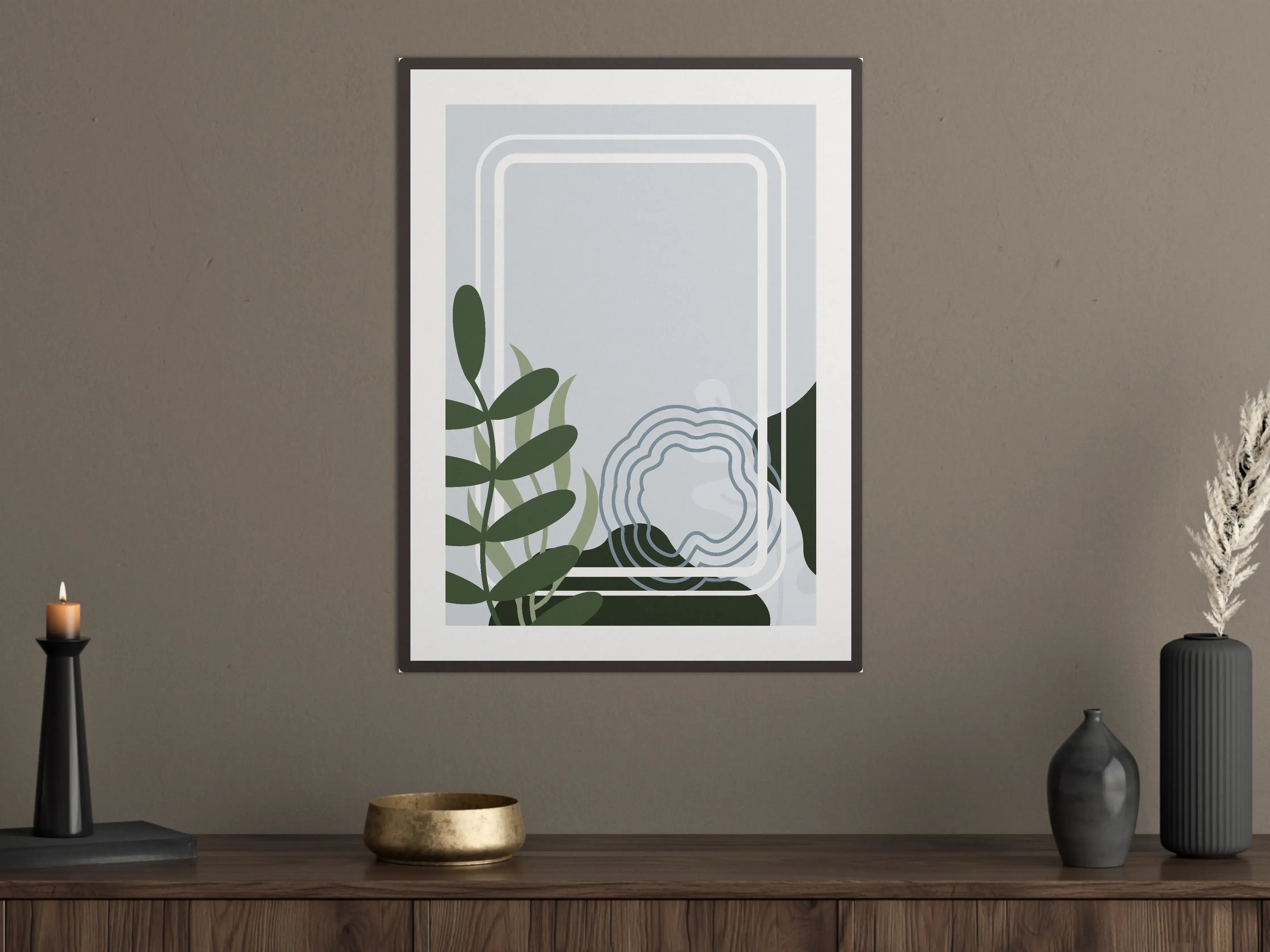 Große Wandbilder - Moderne grüne Pflanzen-Illustration