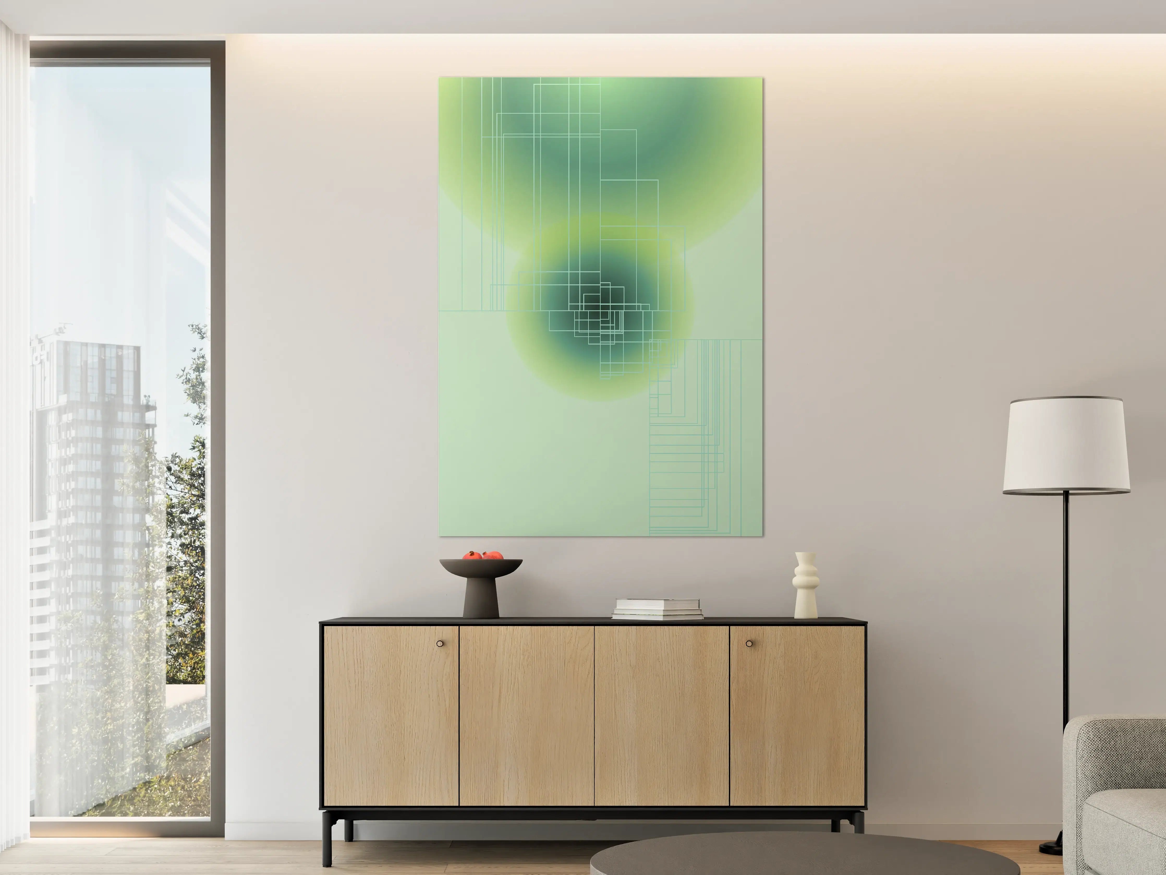 Große Wandbilder - Moderne grüne geometrische Kunst