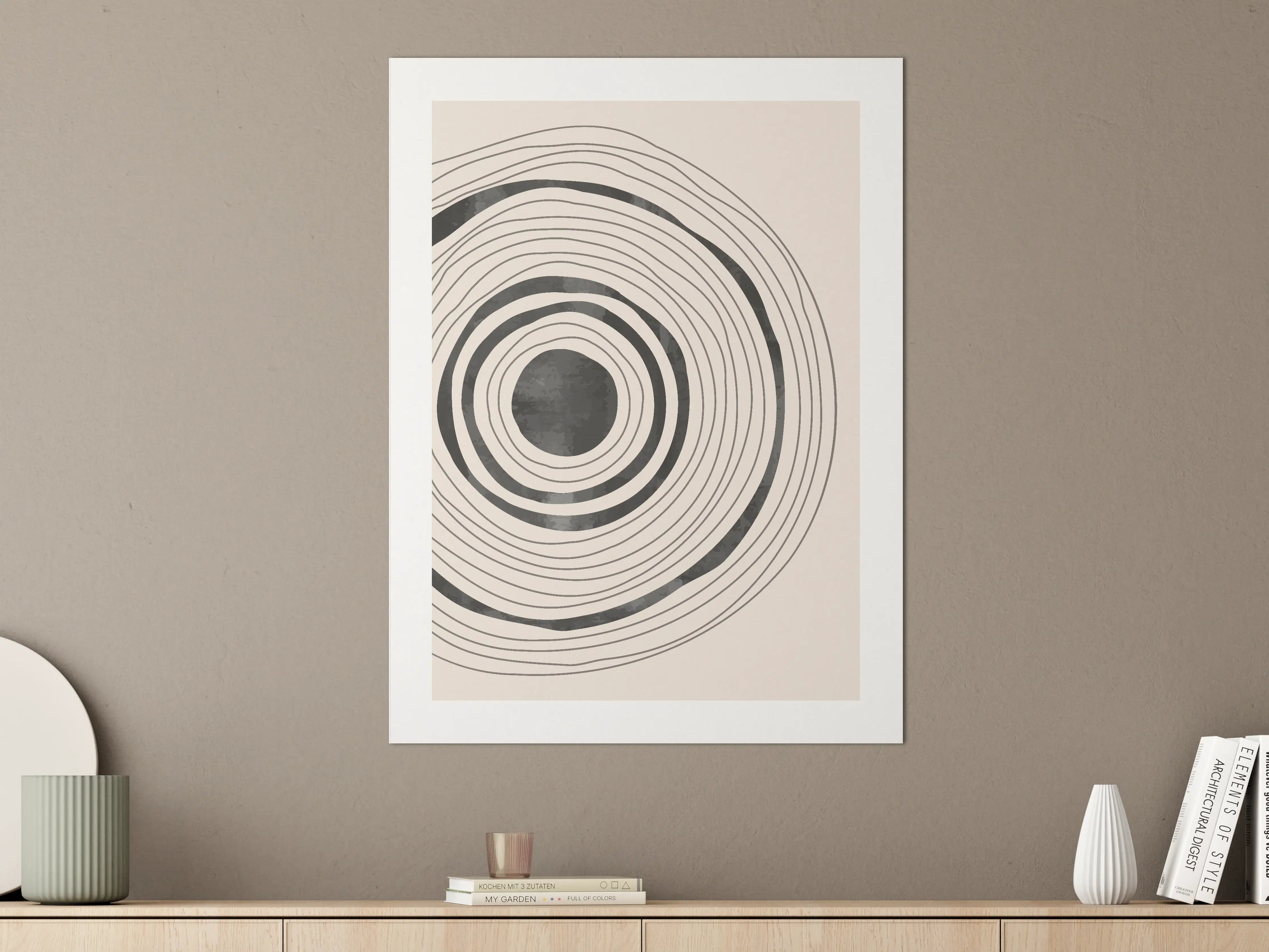 Große Wandbilder - Moderne kreisförmige Wandkunst in Schwarz-Weiß