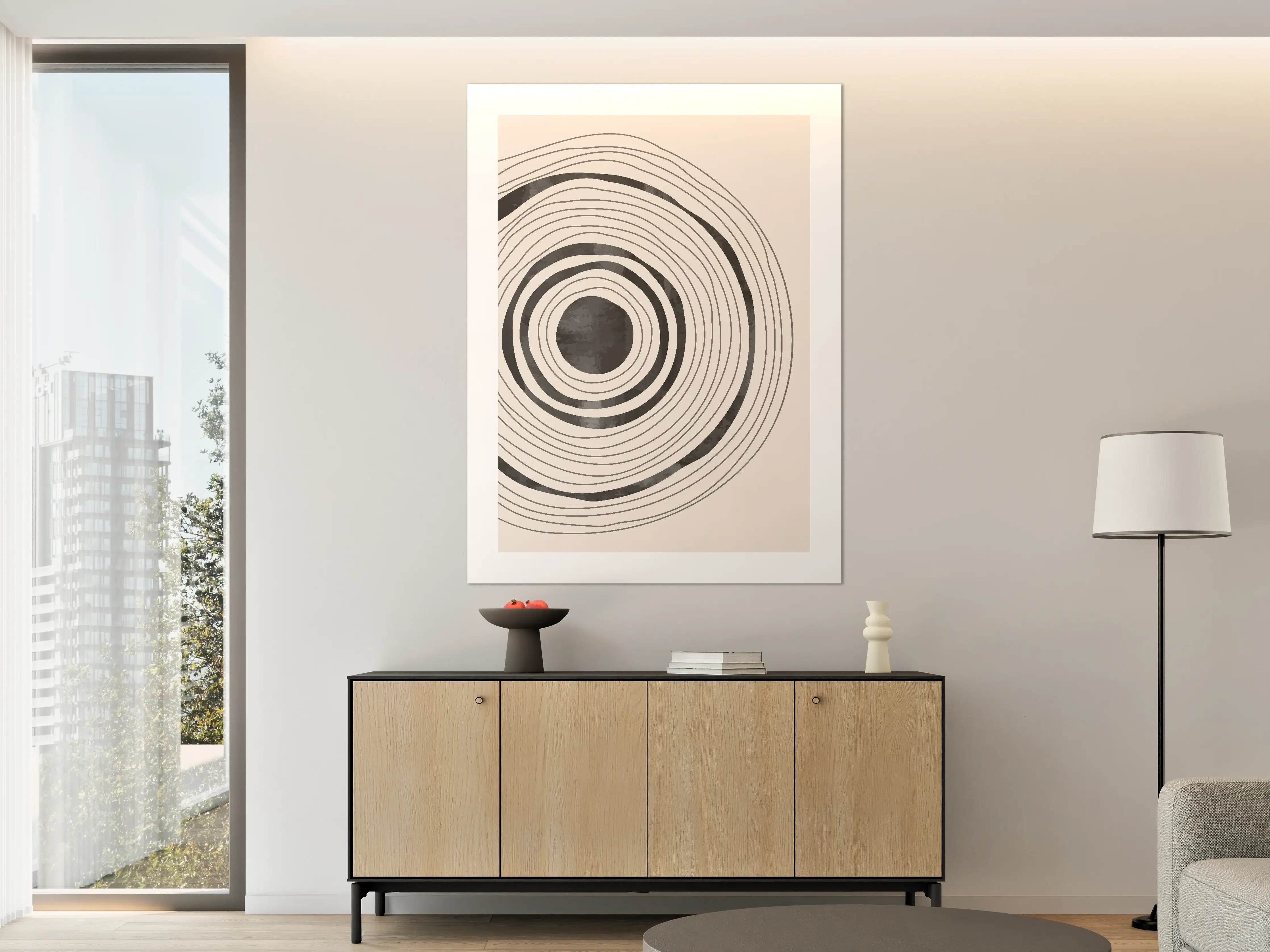 Große Wandbilder - Moderne kreisförmige Wandkunst in Schwarz-Weiß