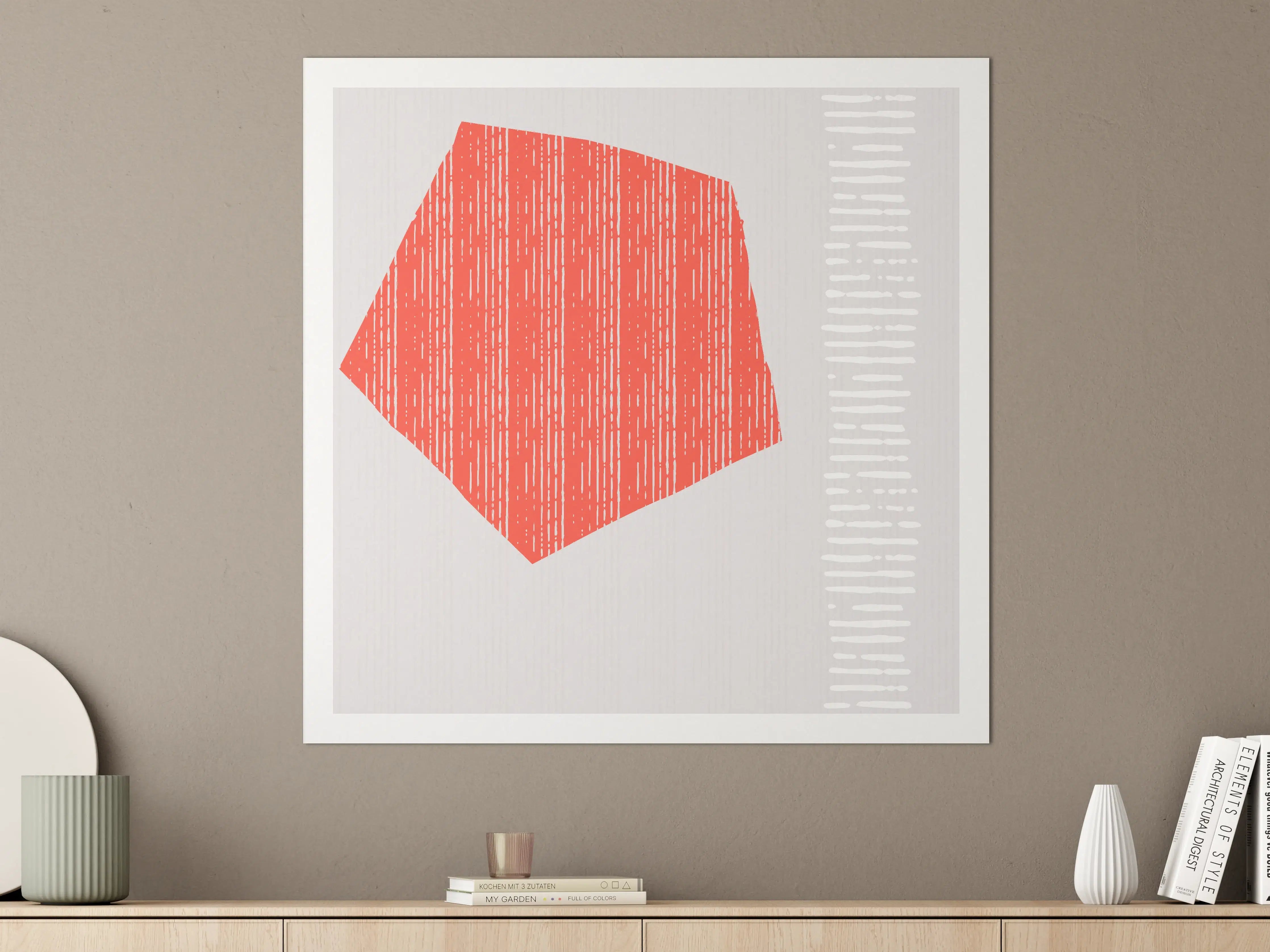 Große Wandbilder - Moderne orangefarbene geometrische Wanddekoration