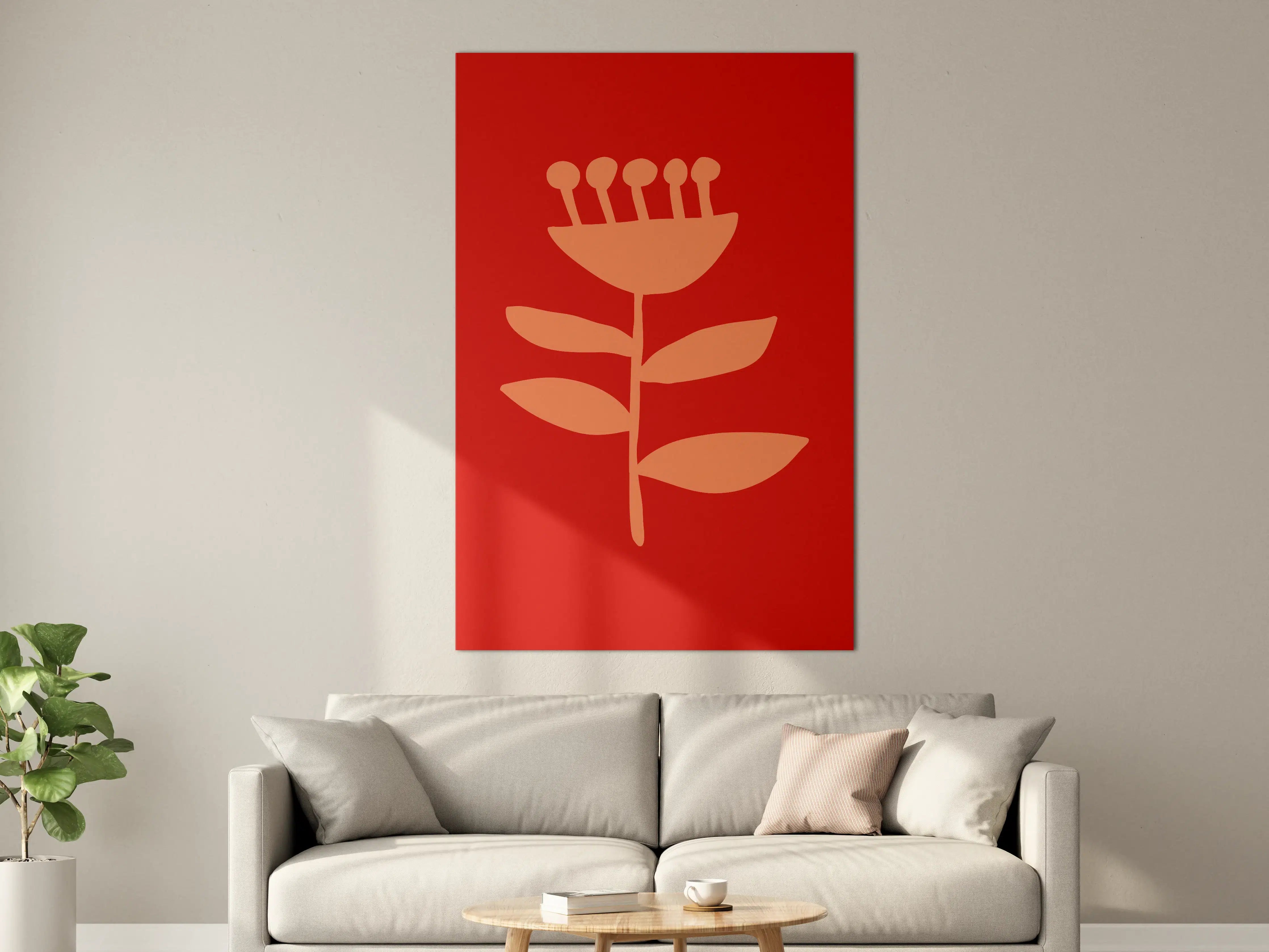 Große Wandbilder - Moderne rote Blumenwanddekoration