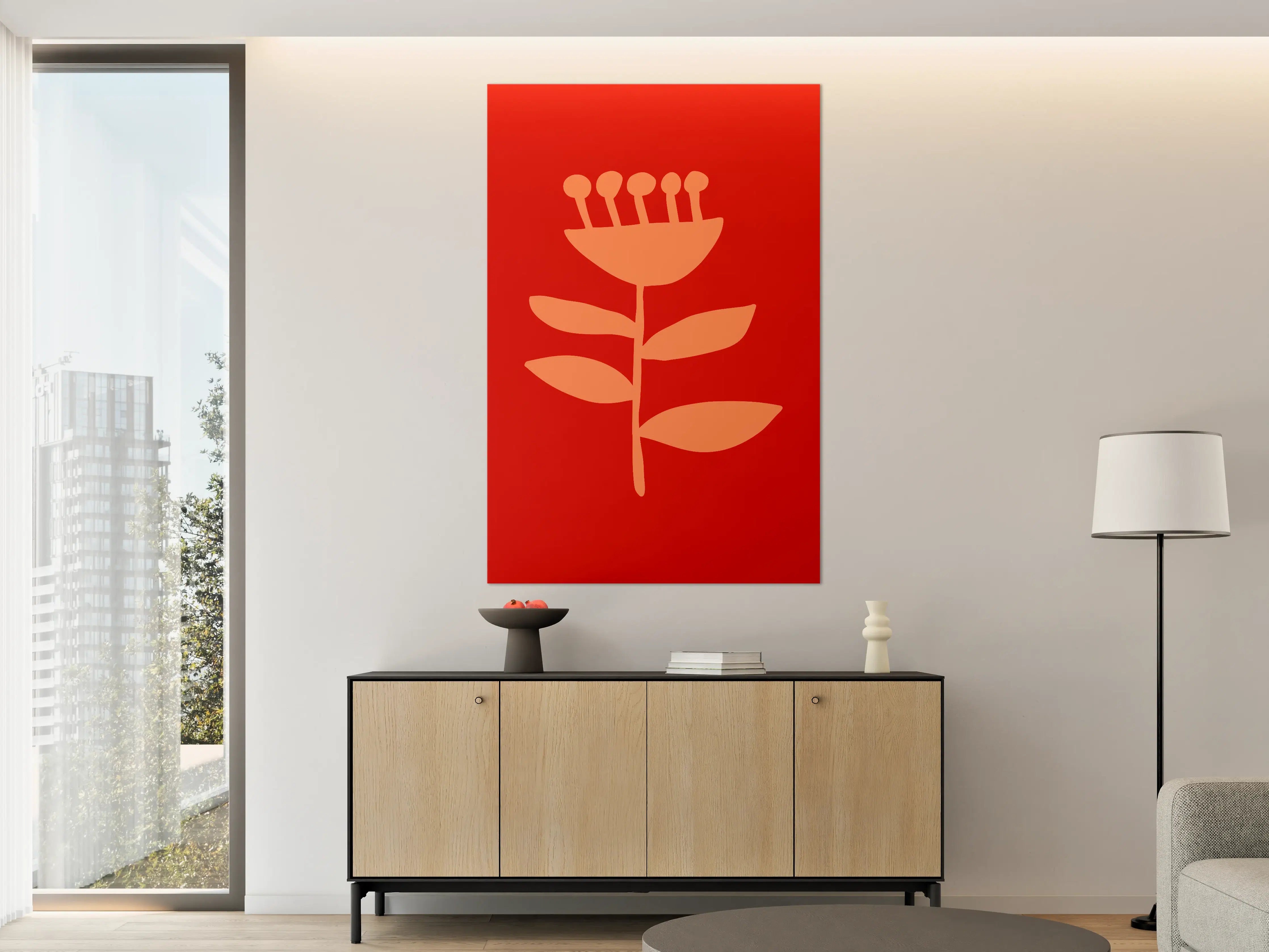 Große Wandbilder - Moderne rote Blumenwanddekoration