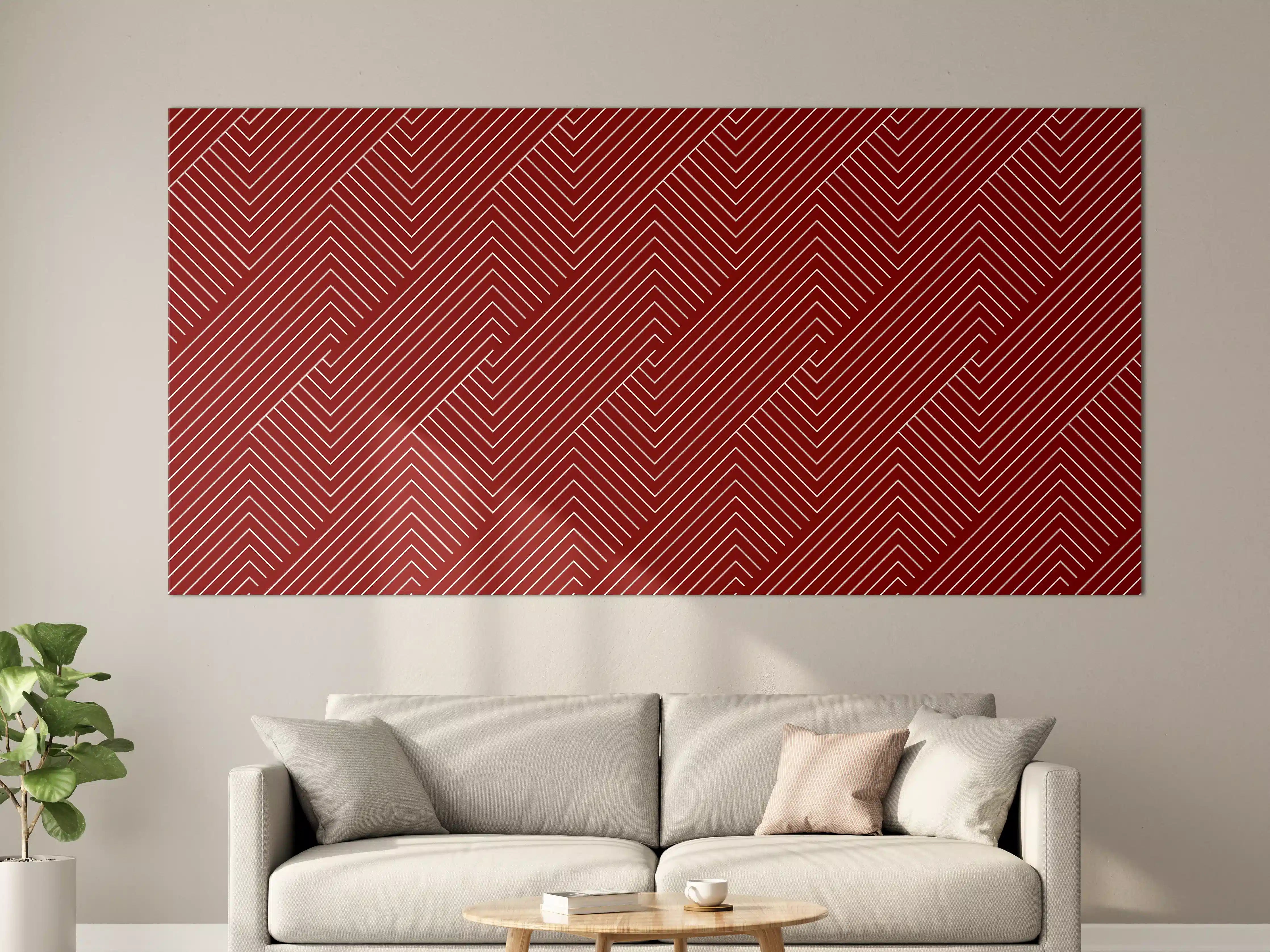 Große Wandbilder - Moderne rote geometrische Wandkunst