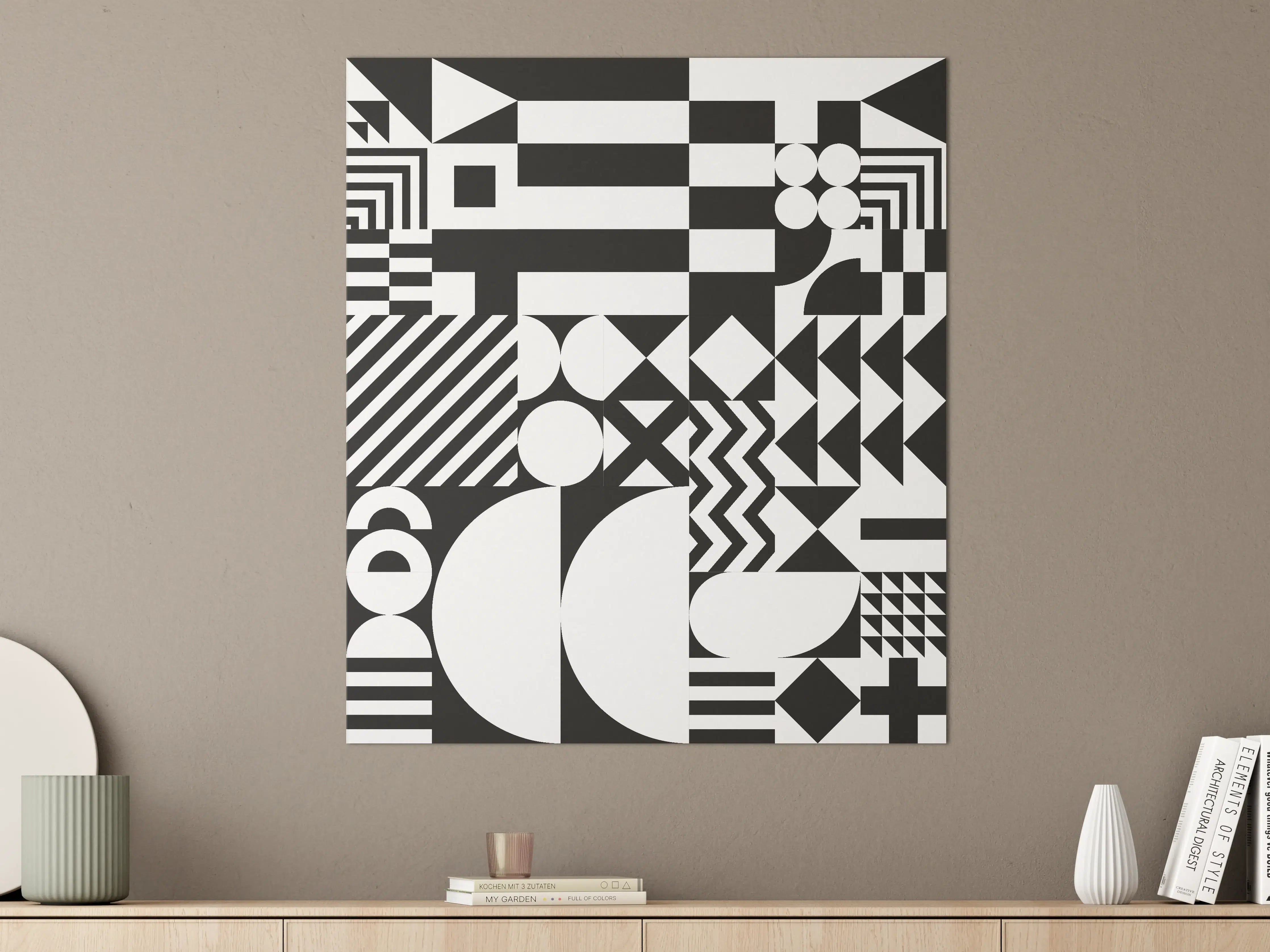 Große Wandbilder - Moderne schwarz-weiße Geometrie-Kunst