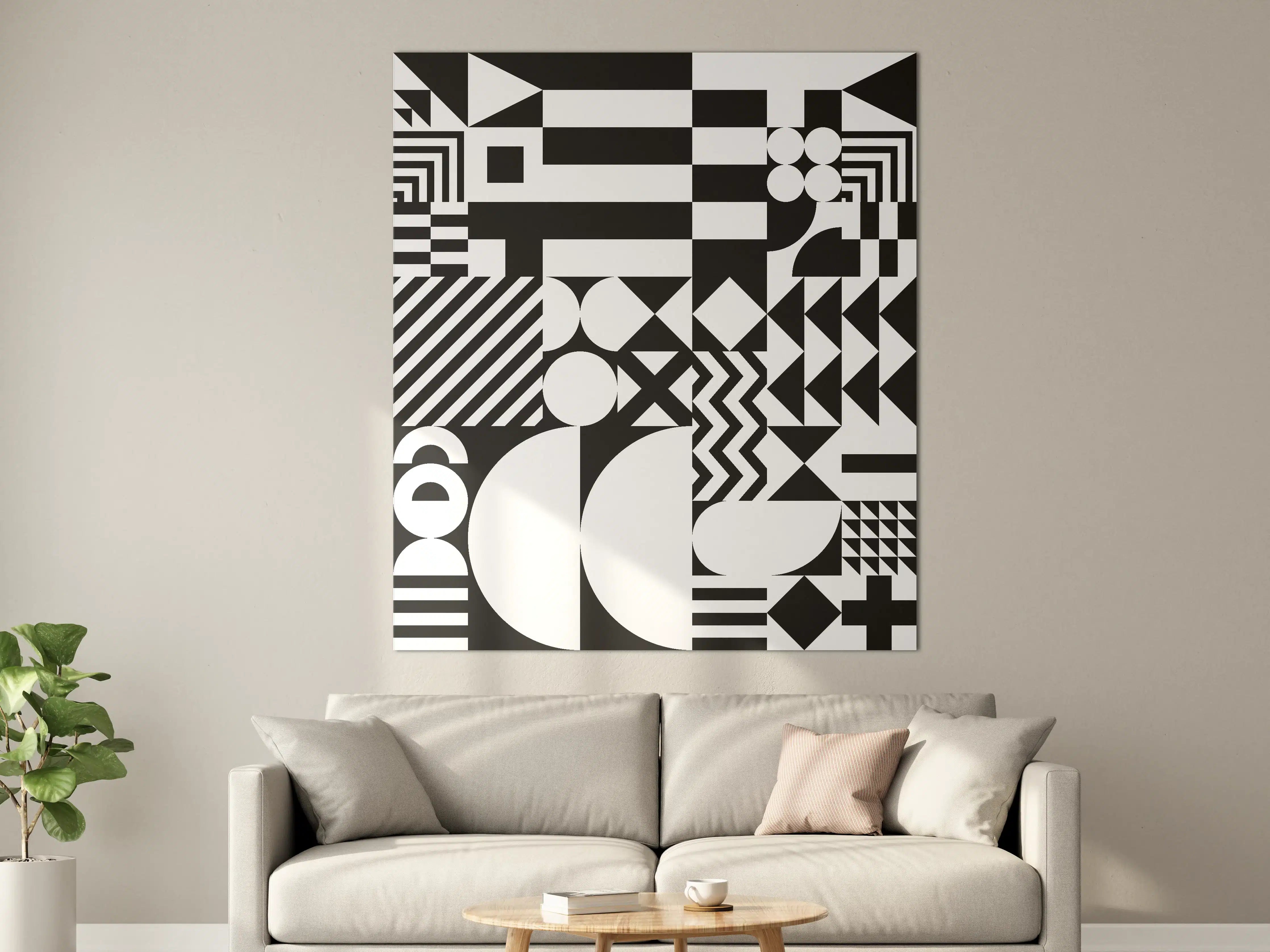 Große Wandbilder - Moderne schwarz-weiße Geometrie-Kunst