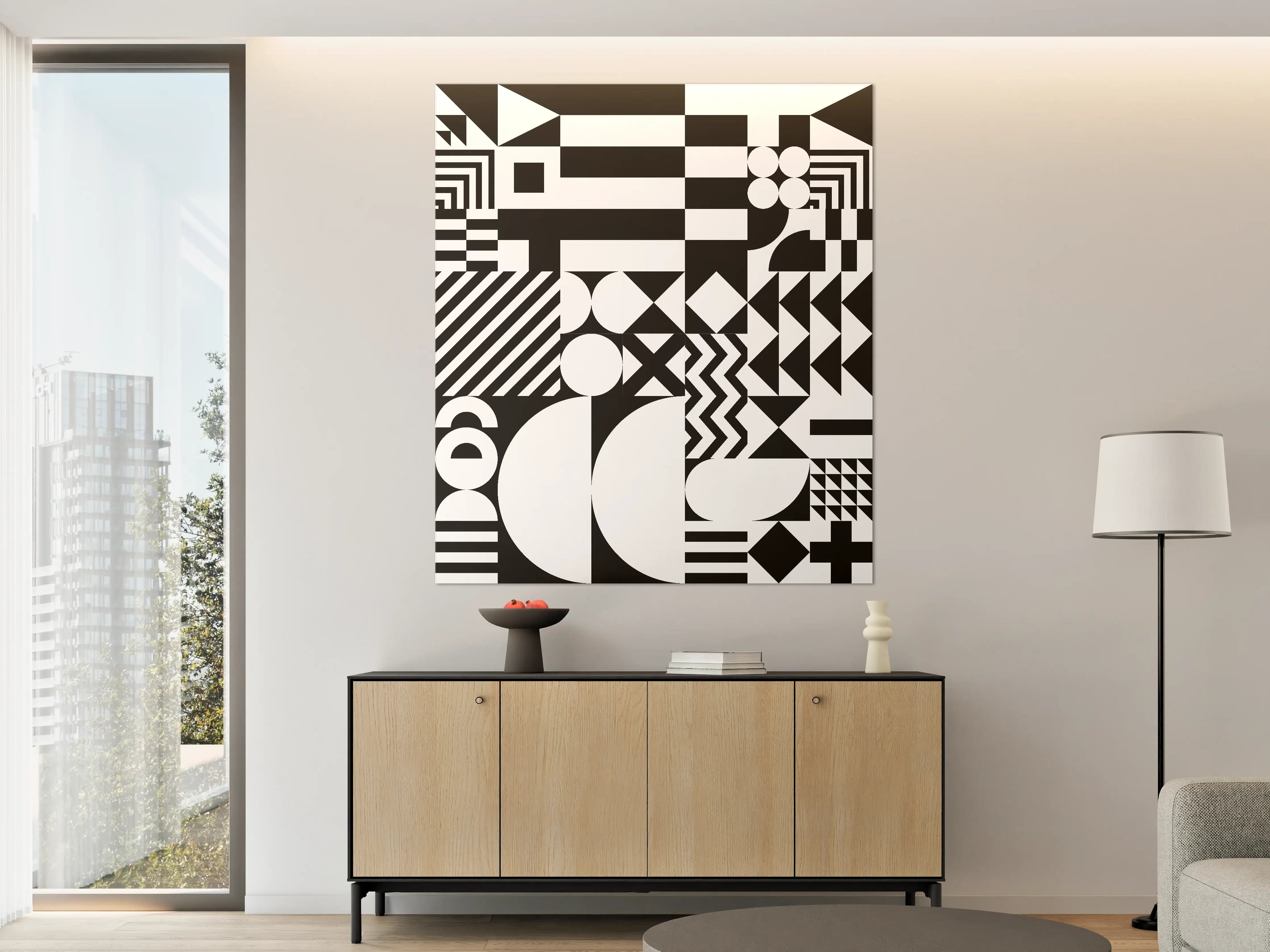 Große Wandbilder - Moderne schwarz-weiße Geometrie-Kunst
