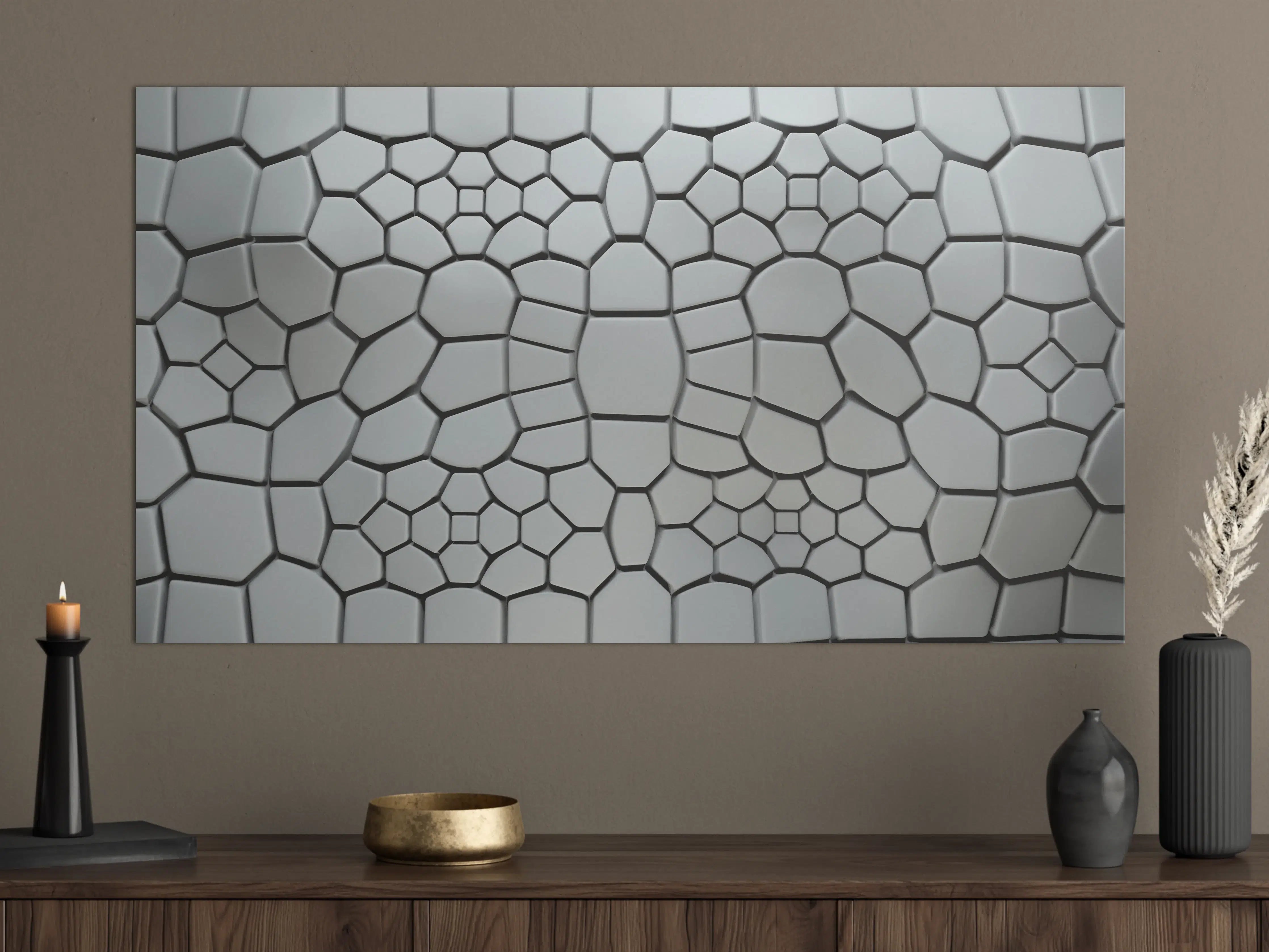 Große Wandbilder - Moderne weiße 3D-Tile-Wandgestaltung