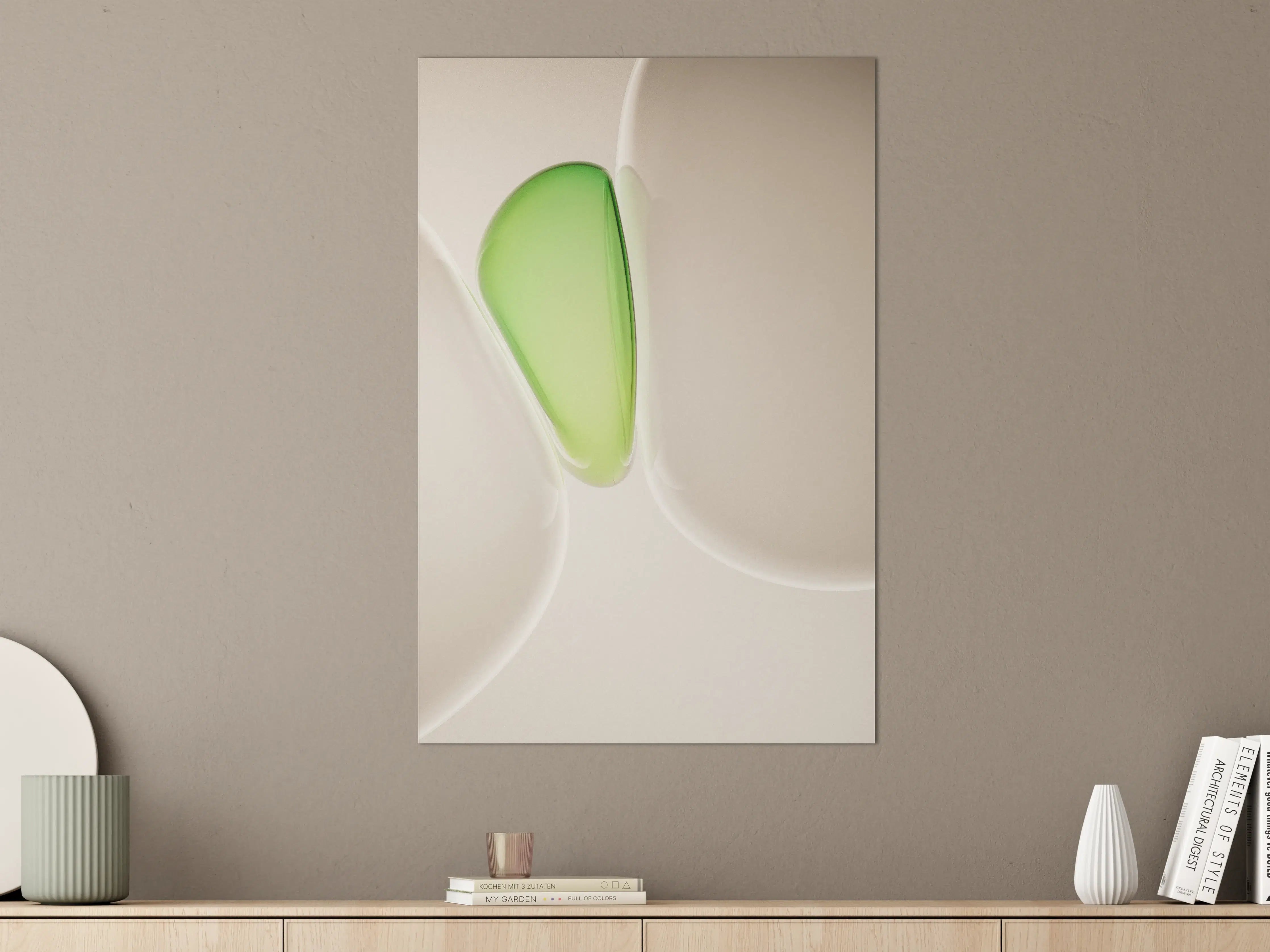 Große Wandbilder - Moderne weiße und grüne Glasdetails