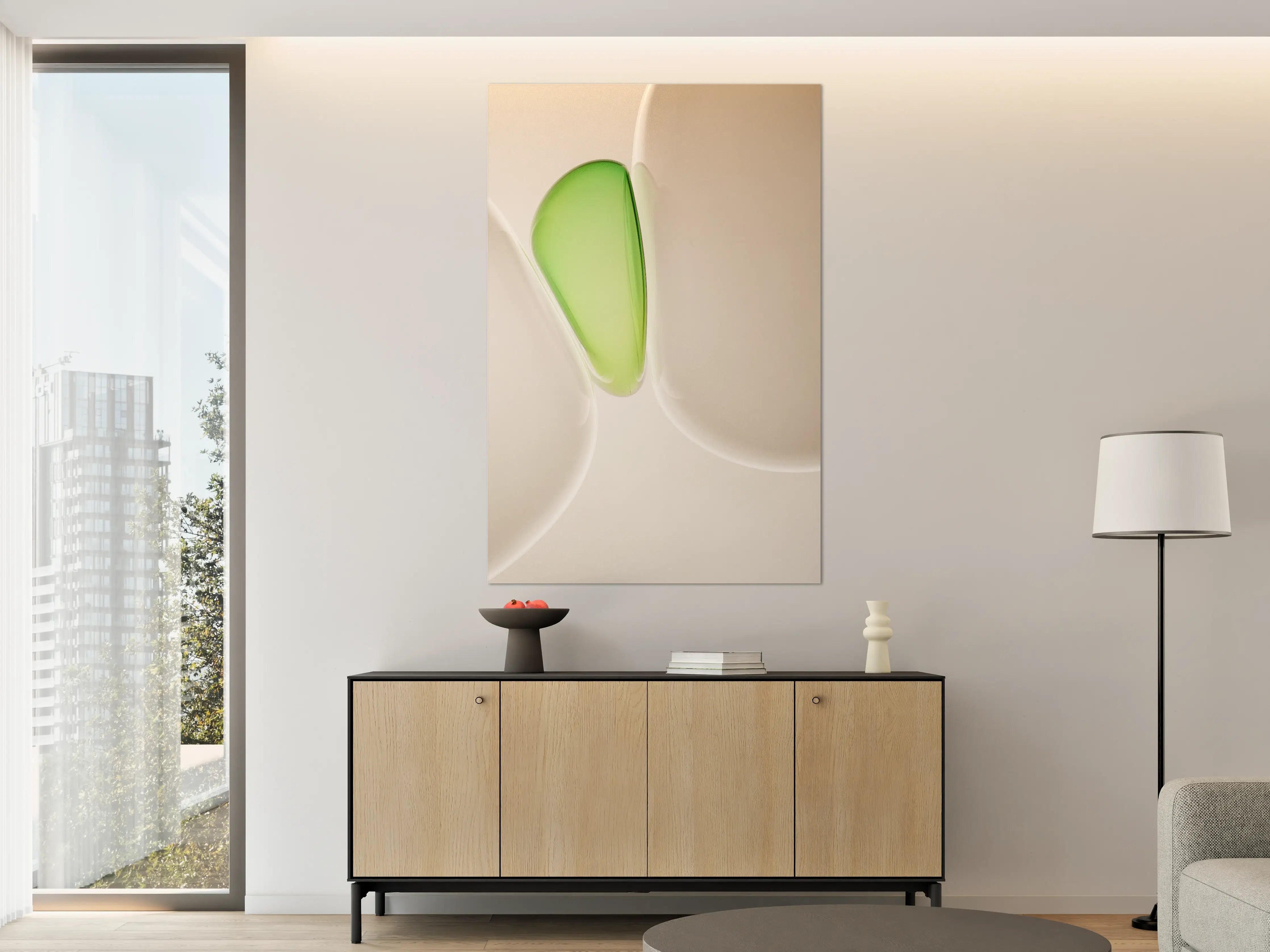 Große Wandbilder - Moderne weiße und grüne Glasdetails