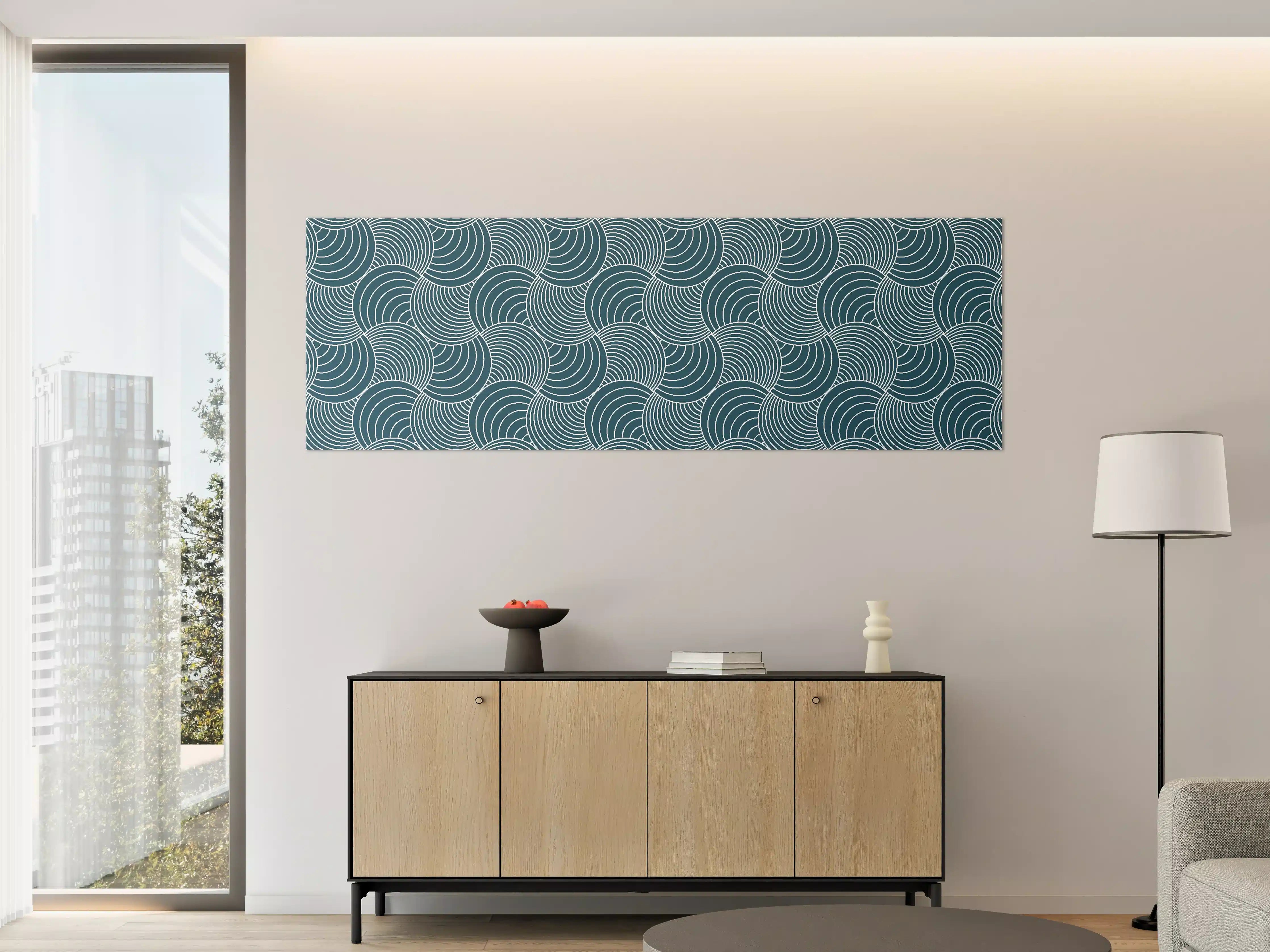 Große Wandbilder - Moderne, blaue Wellenmuster-Textur mit geometrischem Design