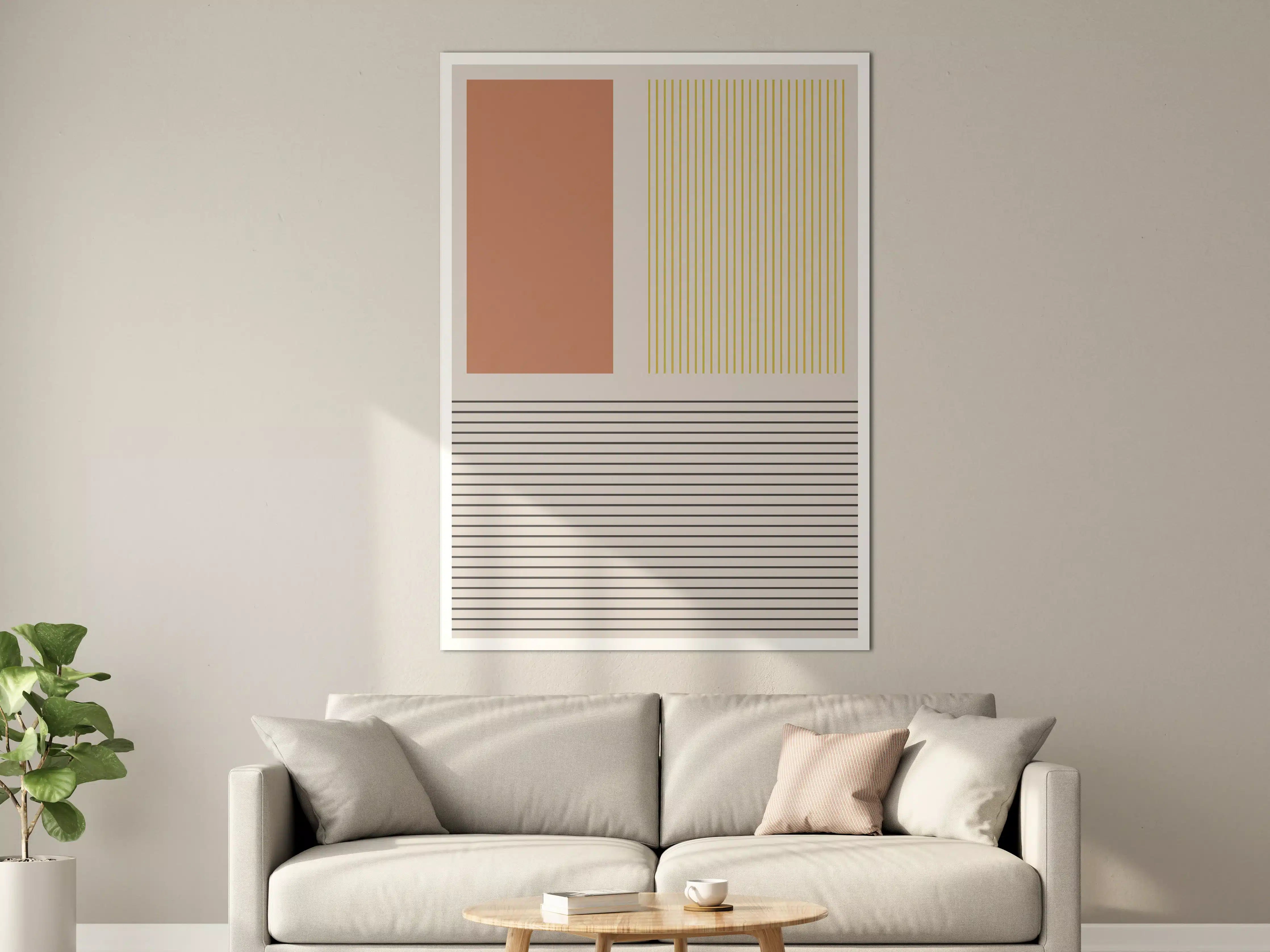 Große Wandbilder - Moderne, geometrische Wanddekoration in Erdtönen