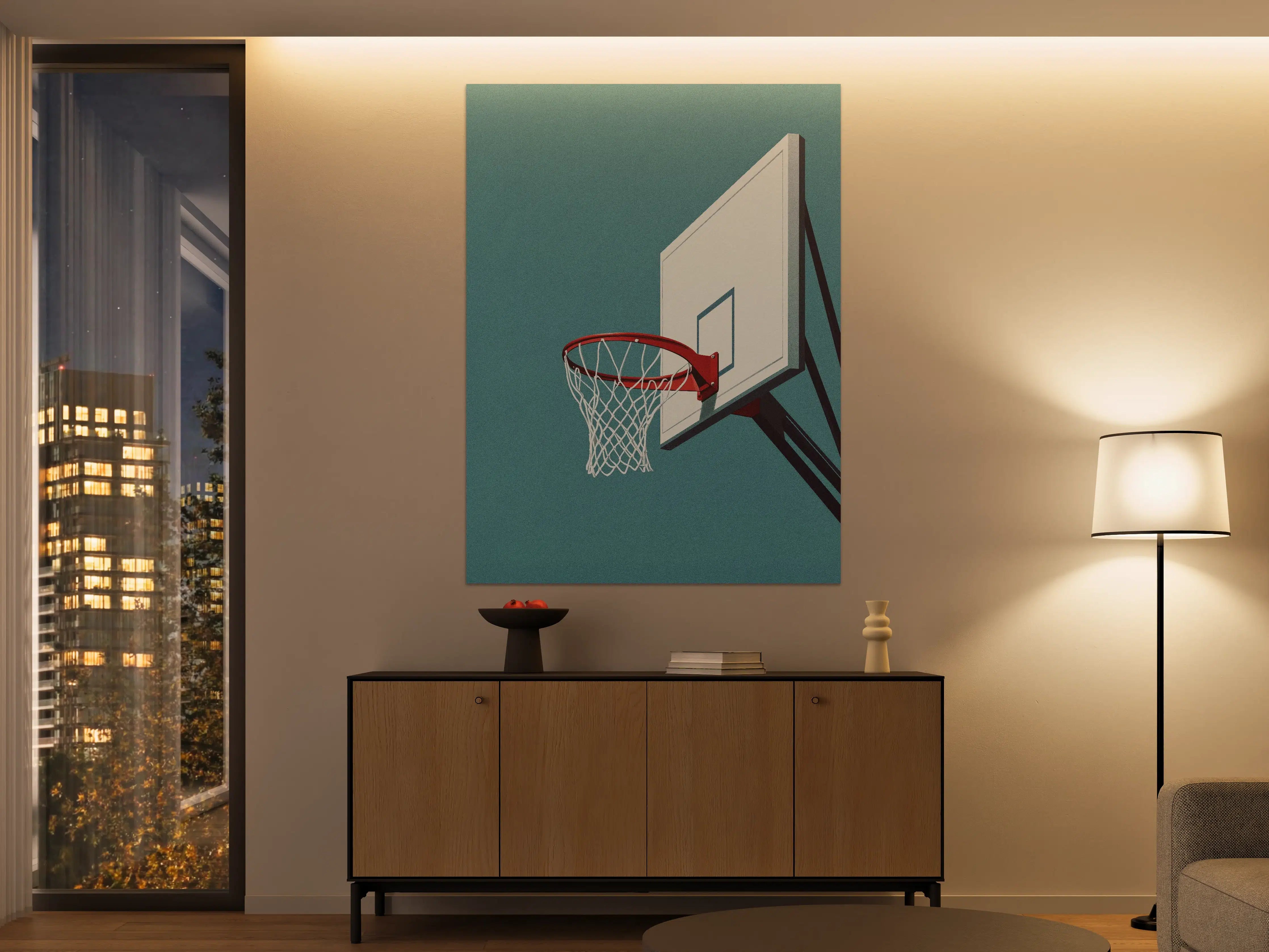 Große Wandbilder - Moderner Basketballkorb vor hellem Hintergrund