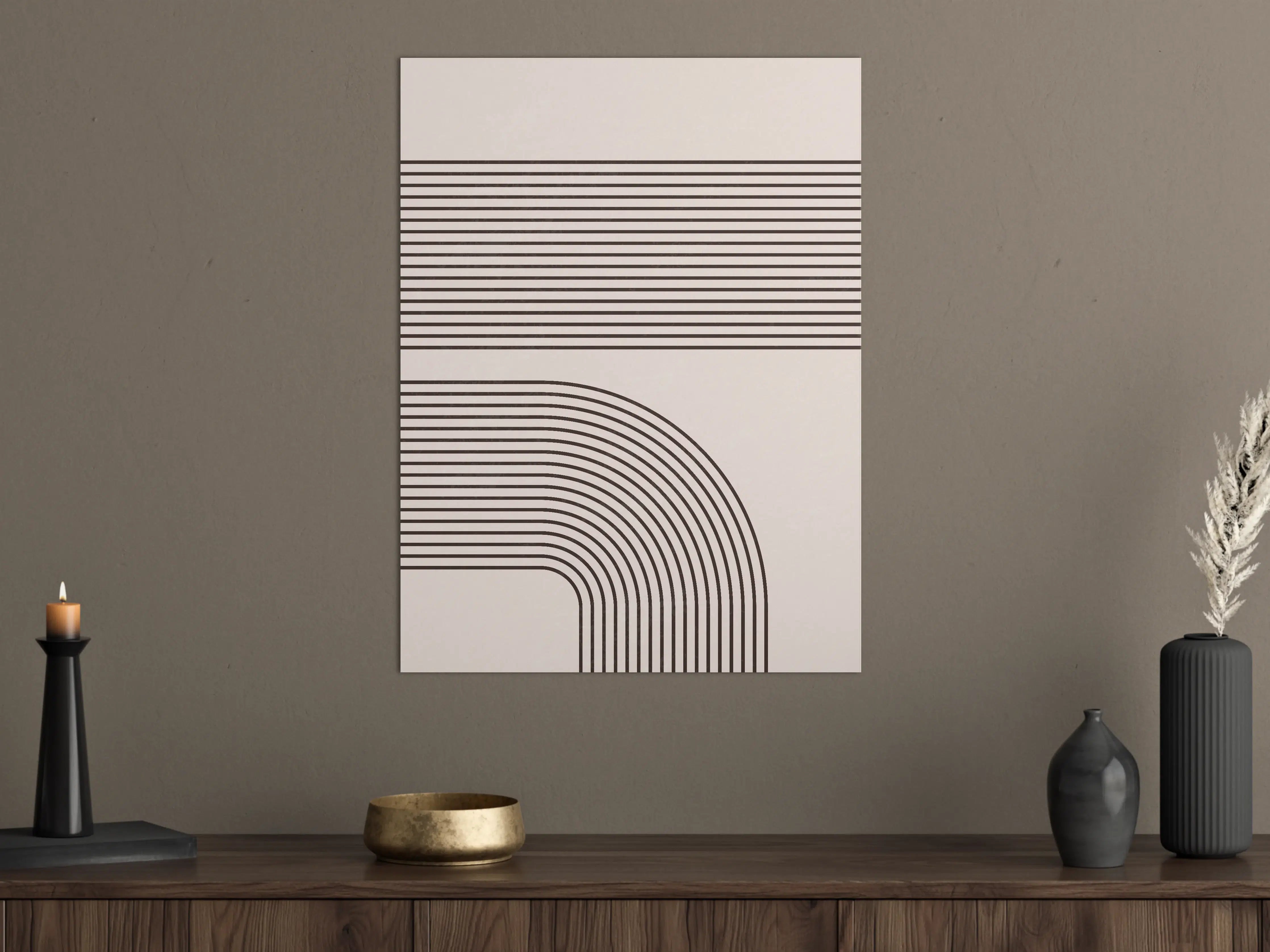 Große Wandbilder - Moderner Linien- und Bogen-Design in Beige