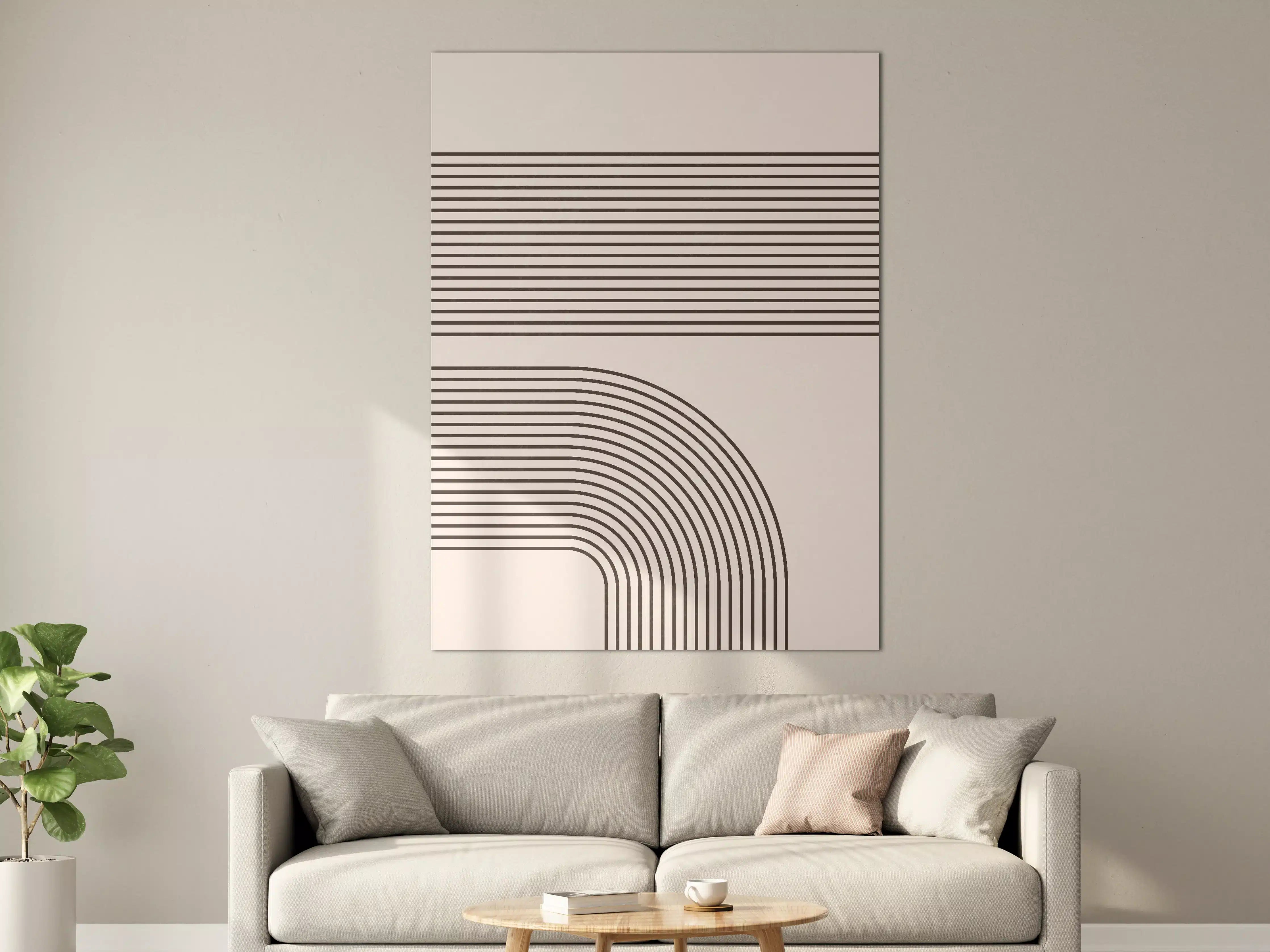 Große Wandbilder - Moderner Linien- und Bogen-Design in Beige