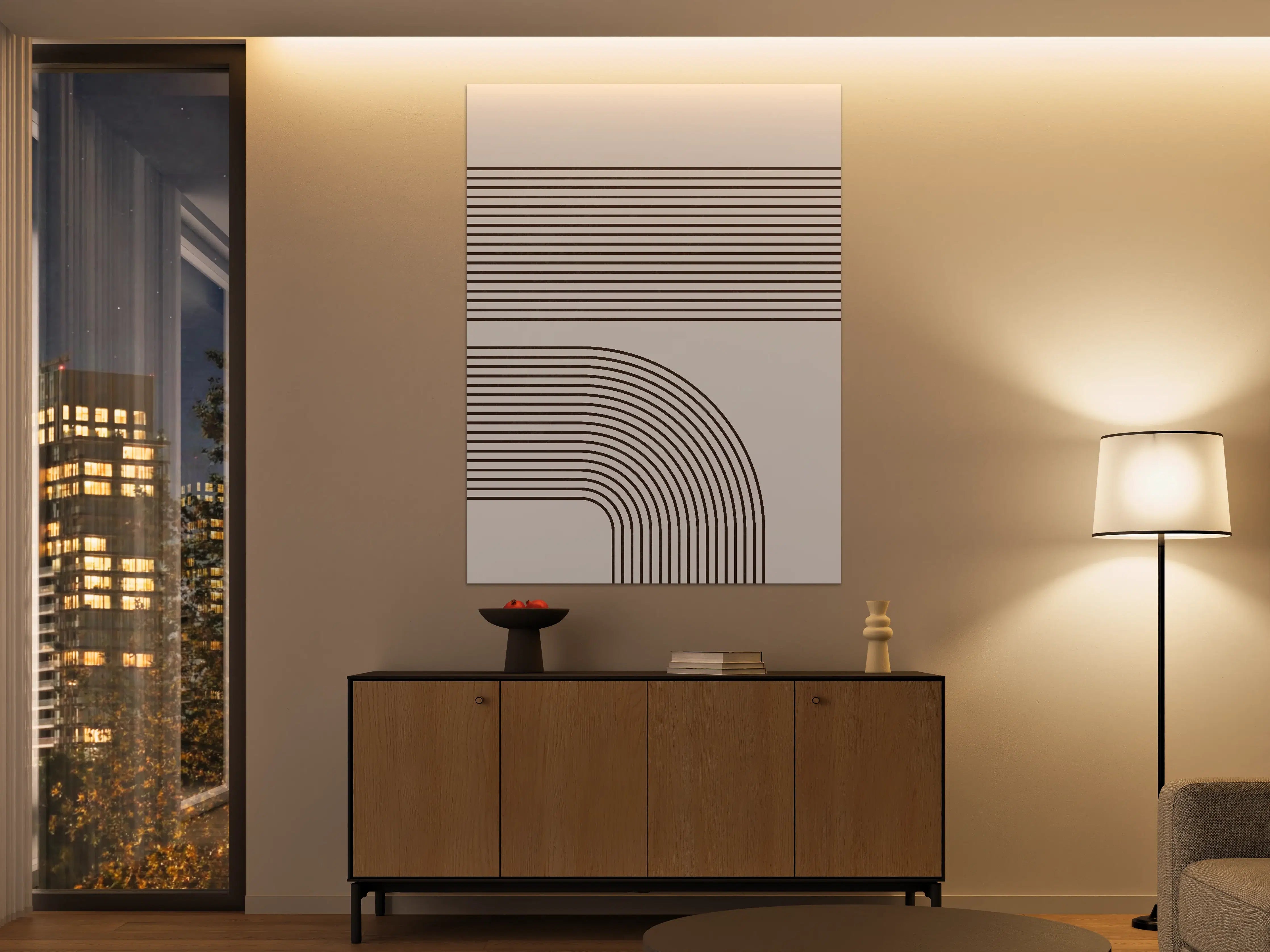 Große Wandbilder - Moderner Linien- und Bogen-Design in Beige