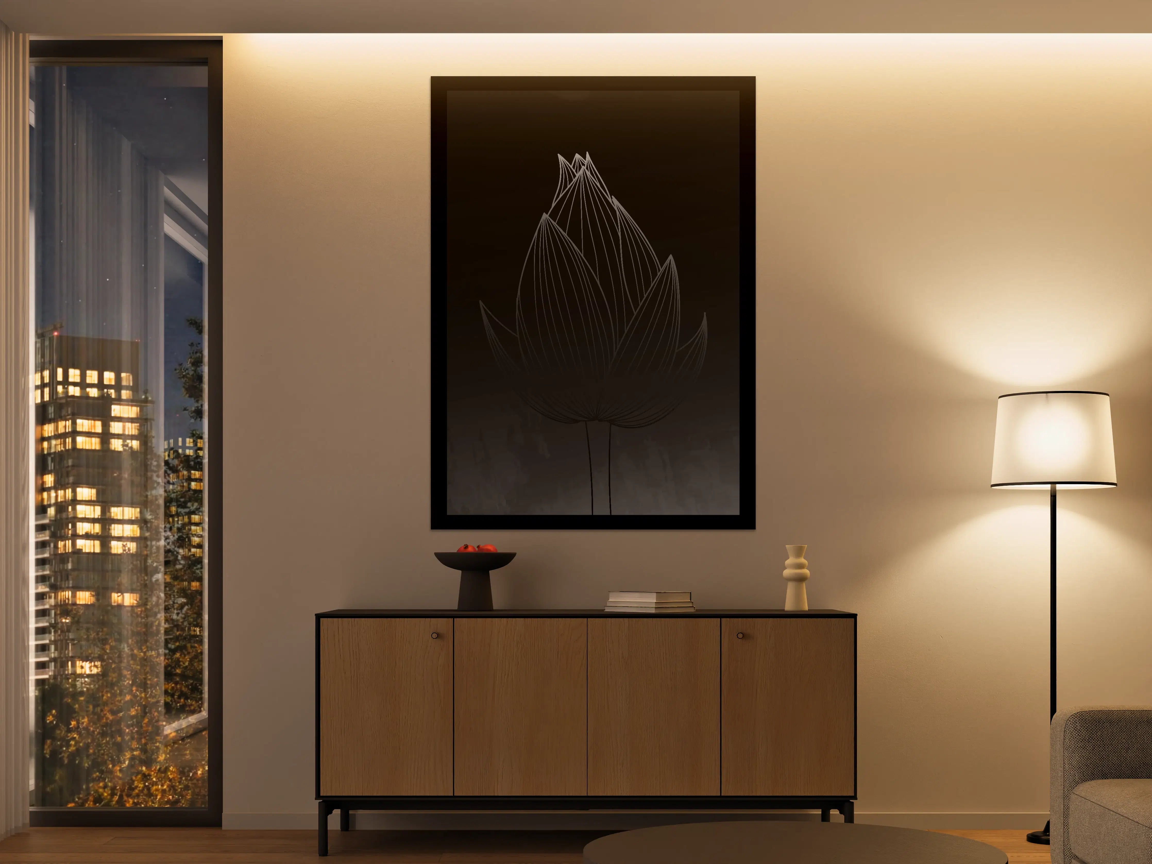 Große Wandbilder - Moderner Lotus mit Gradienten-Hintergrund
