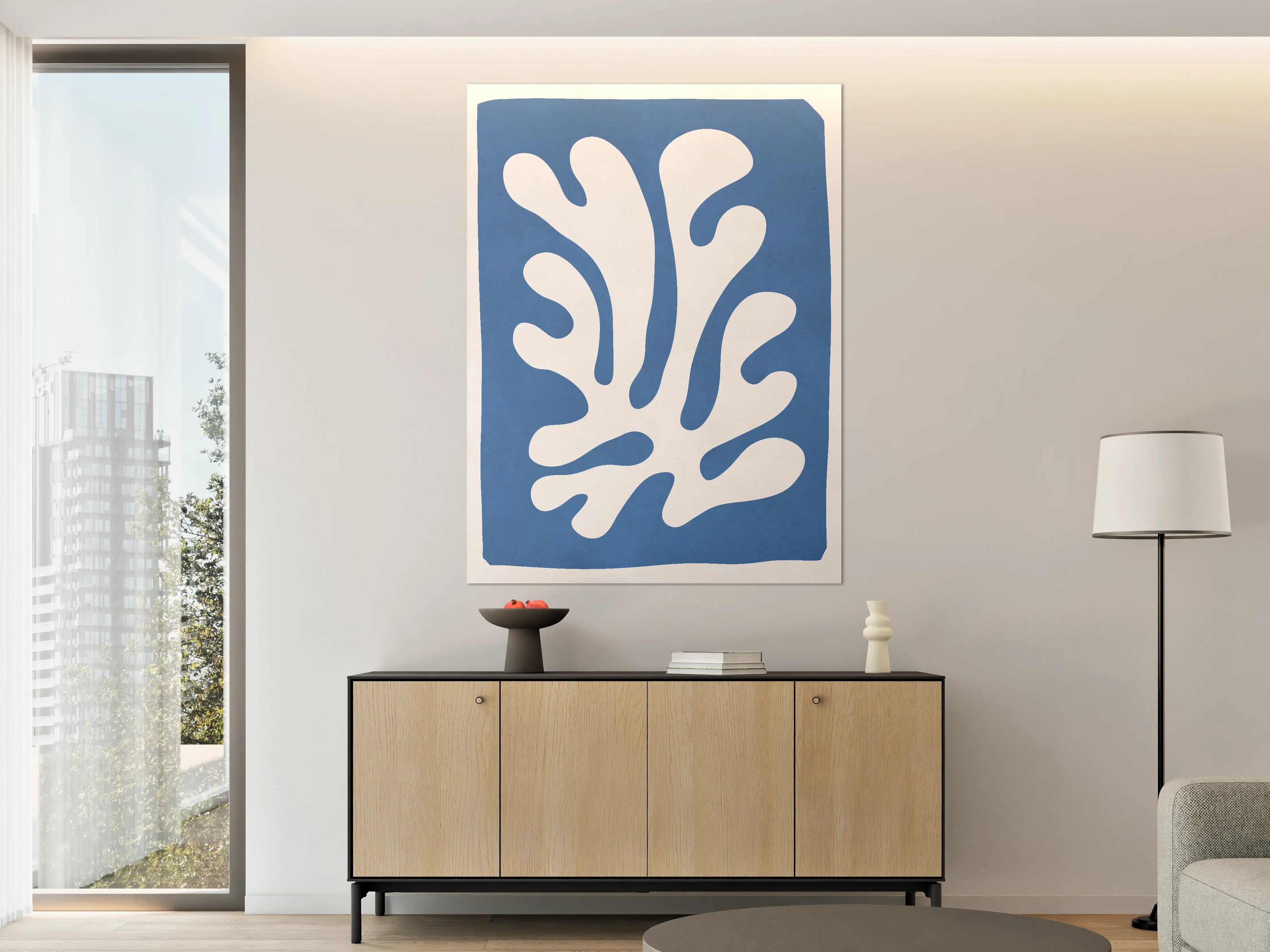 Große Wandbilder - Moderner blauer Dekor-Stencil