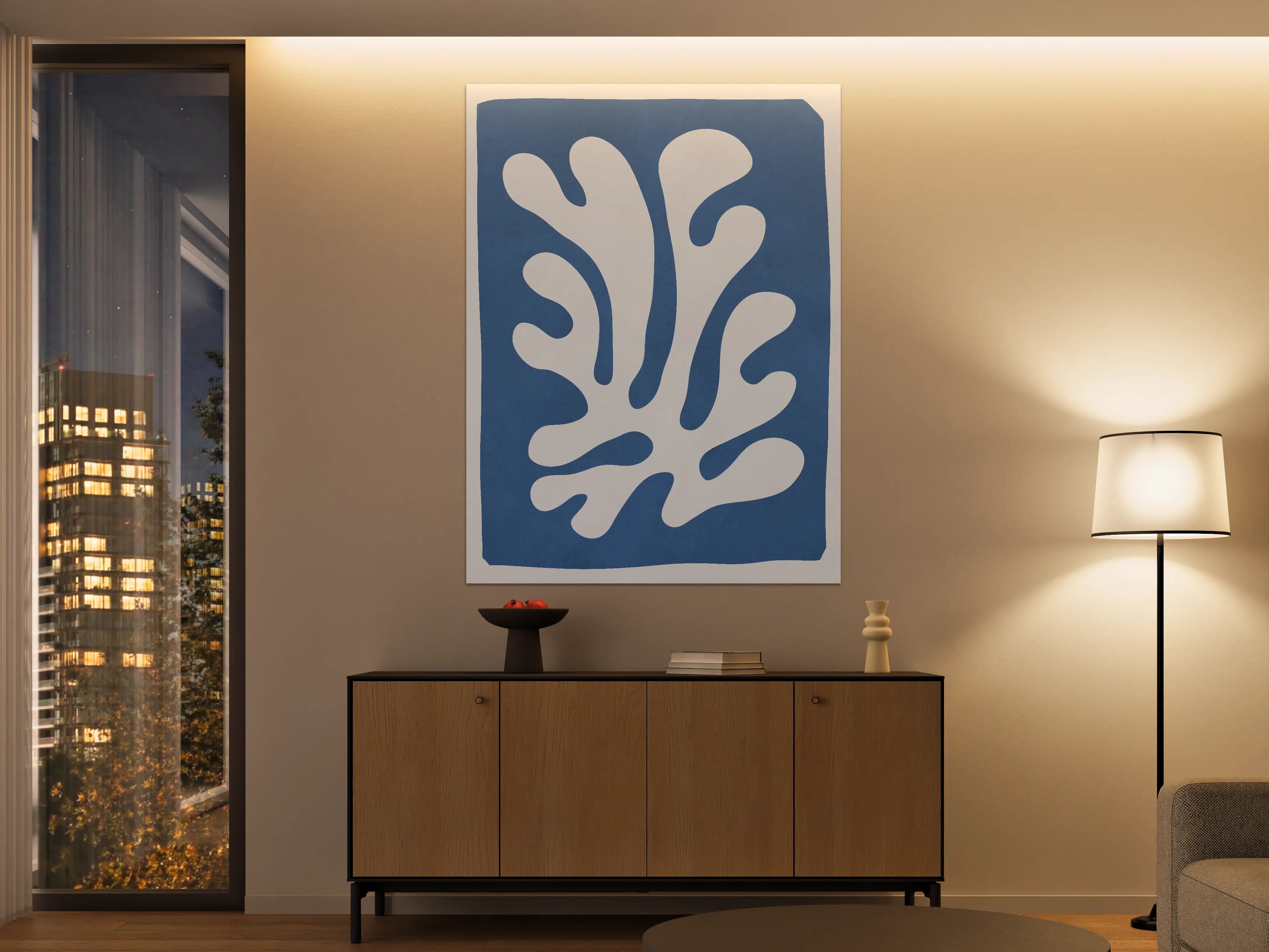 Große Wandbilder - Moderner blauer Dekor-Stencil