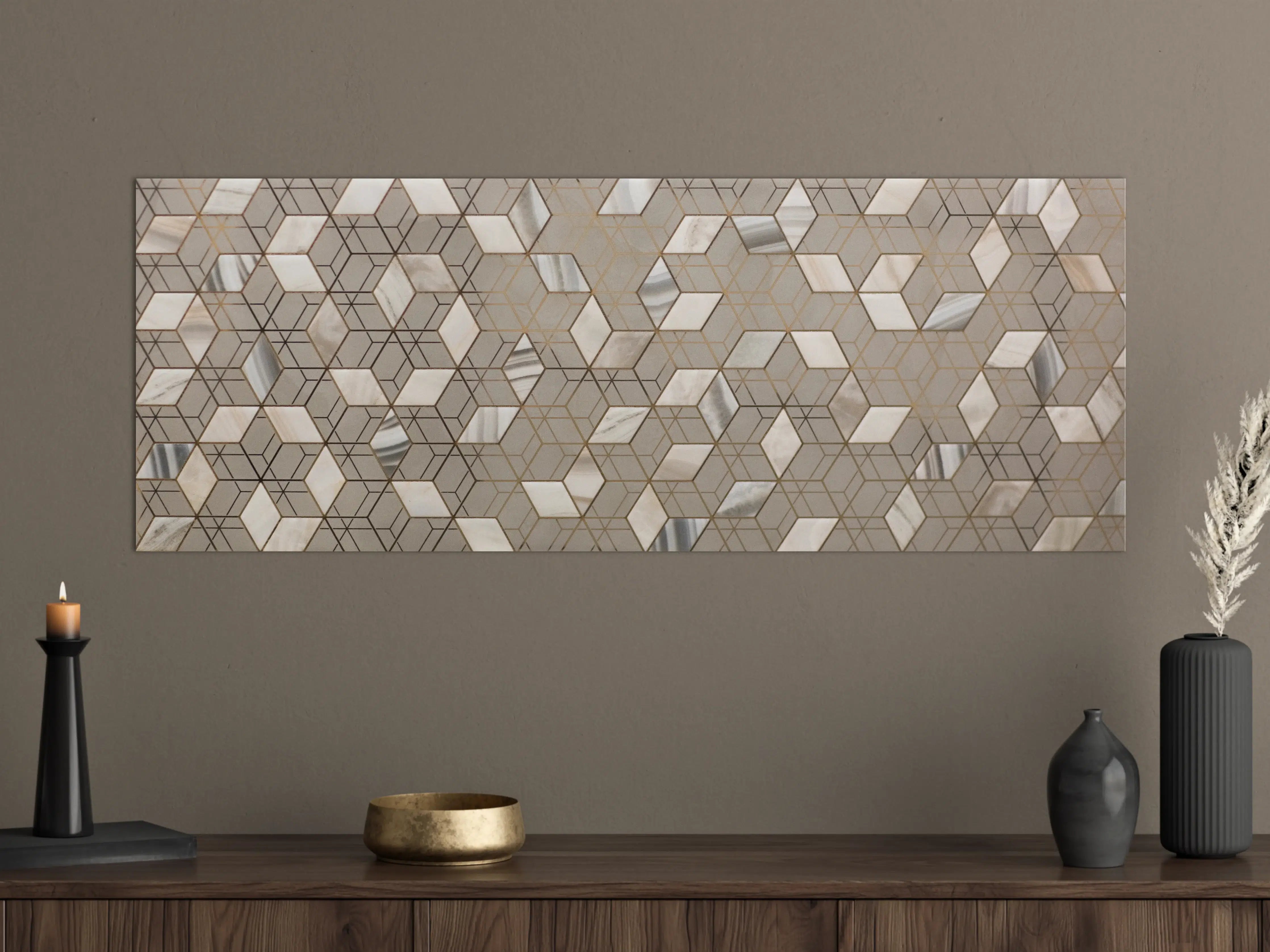 Große Wandbilder - Moderner geometrischer Wanddekoration in neutralen Tönen