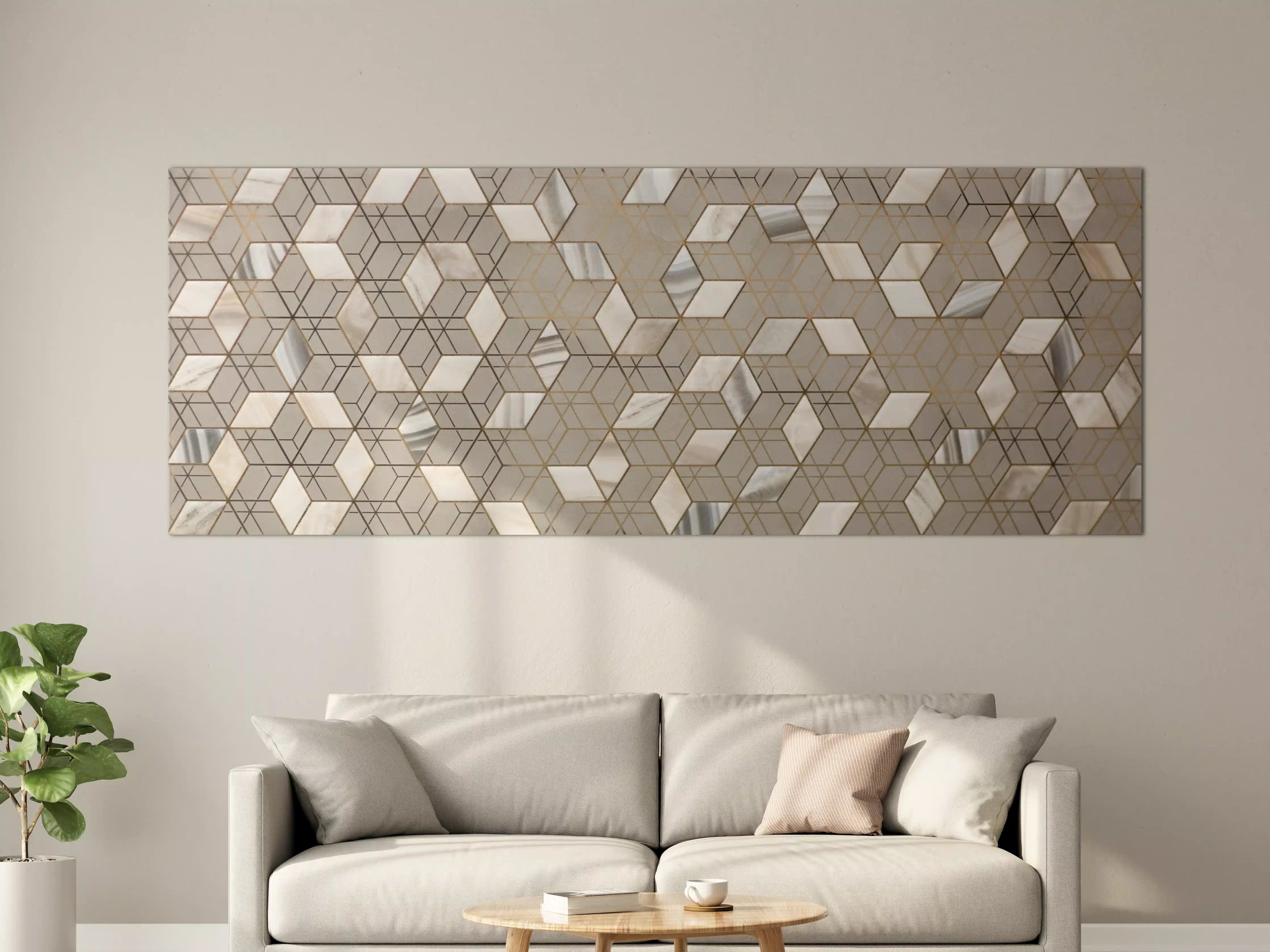 Große Wandbilder - Moderner geometrischer Wanddekoration in neutralen Tönen