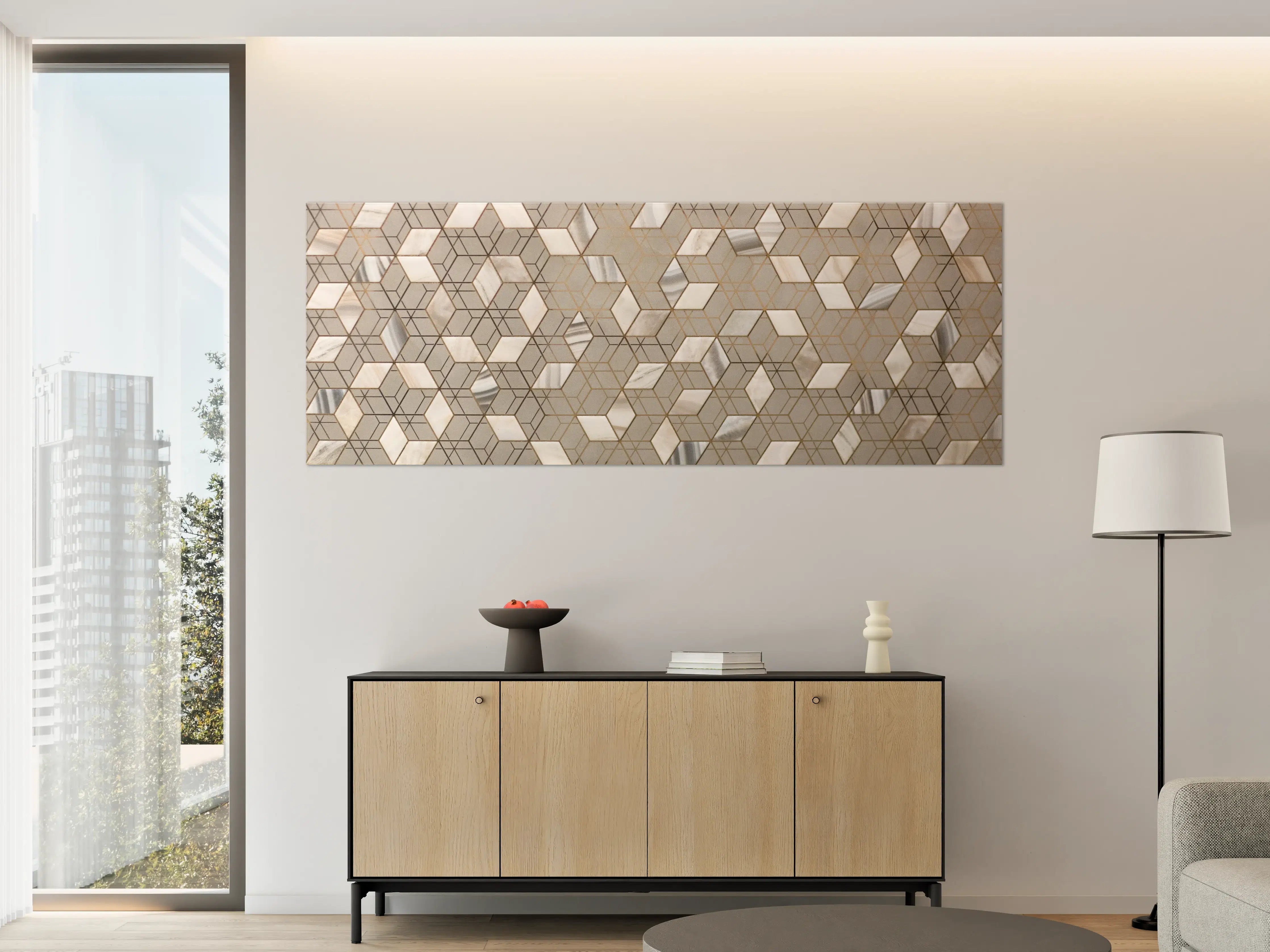 Große Wandbilder - Moderner geometrischer Wanddekoration in neutralen Tönen