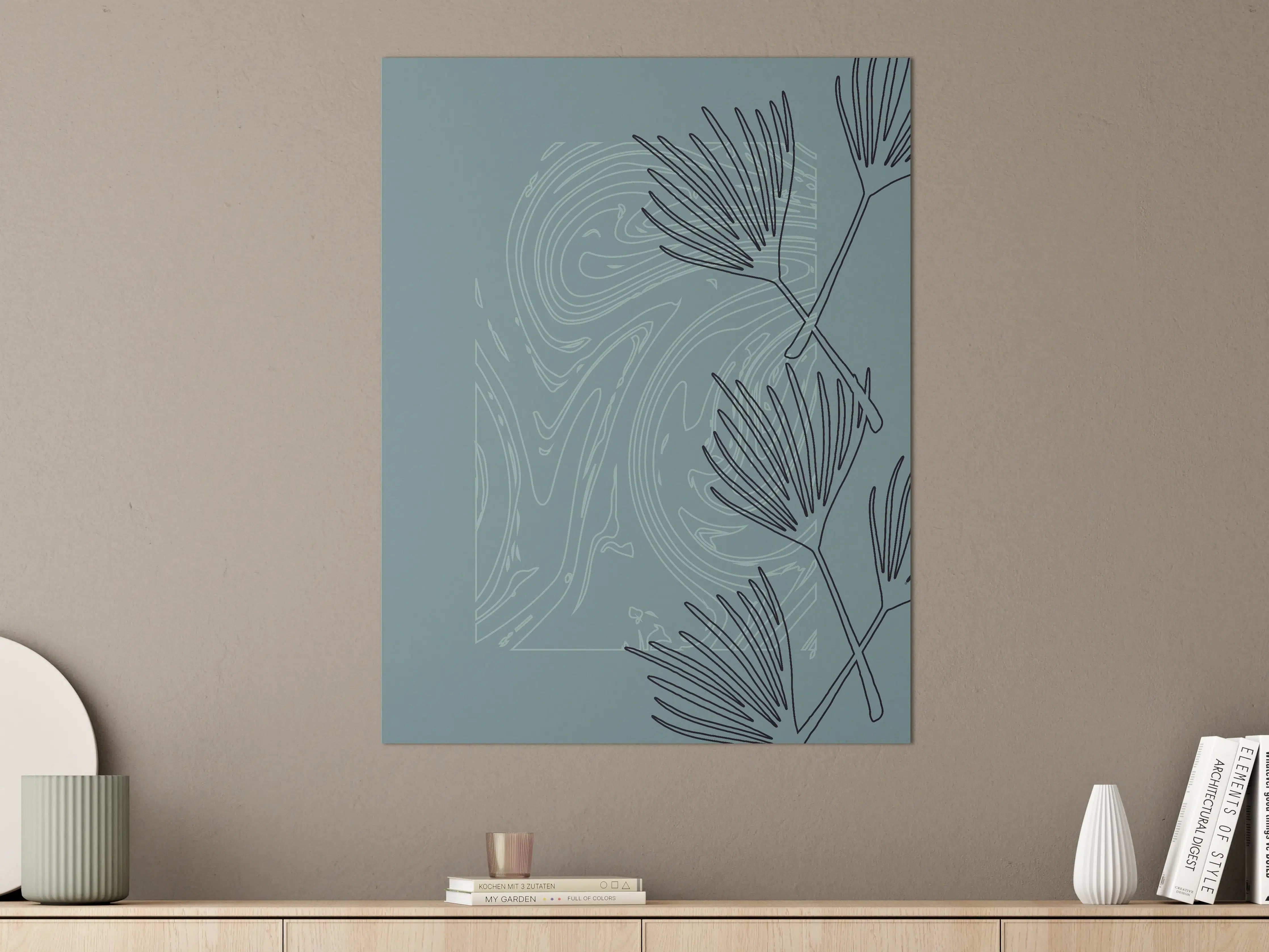 Große Wandbilder - Modernes Blau-Grün-Wandbild mit Naturmotiven