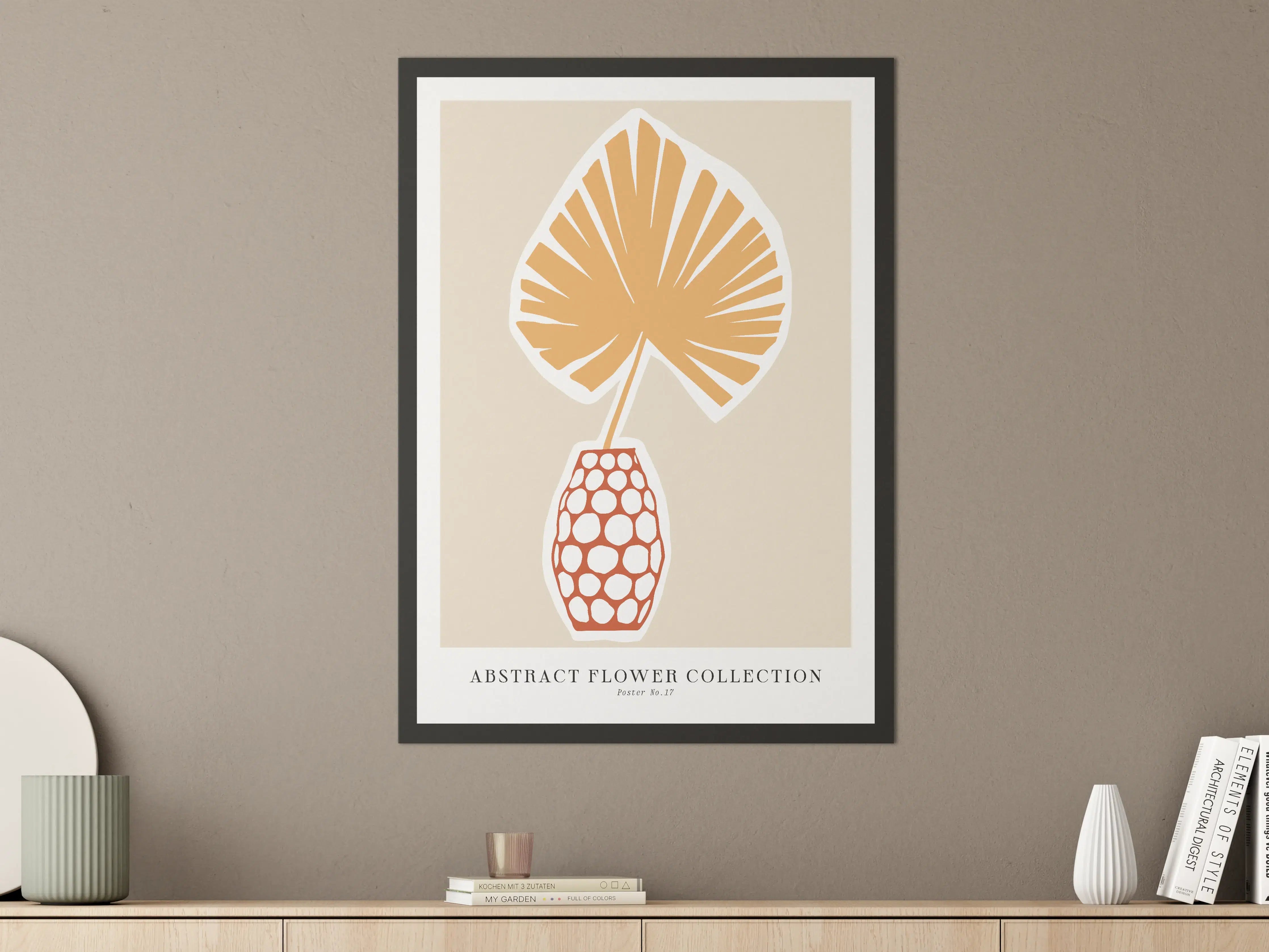 Große Wandbilder - Modernes Blumendesign in Braun und Beige