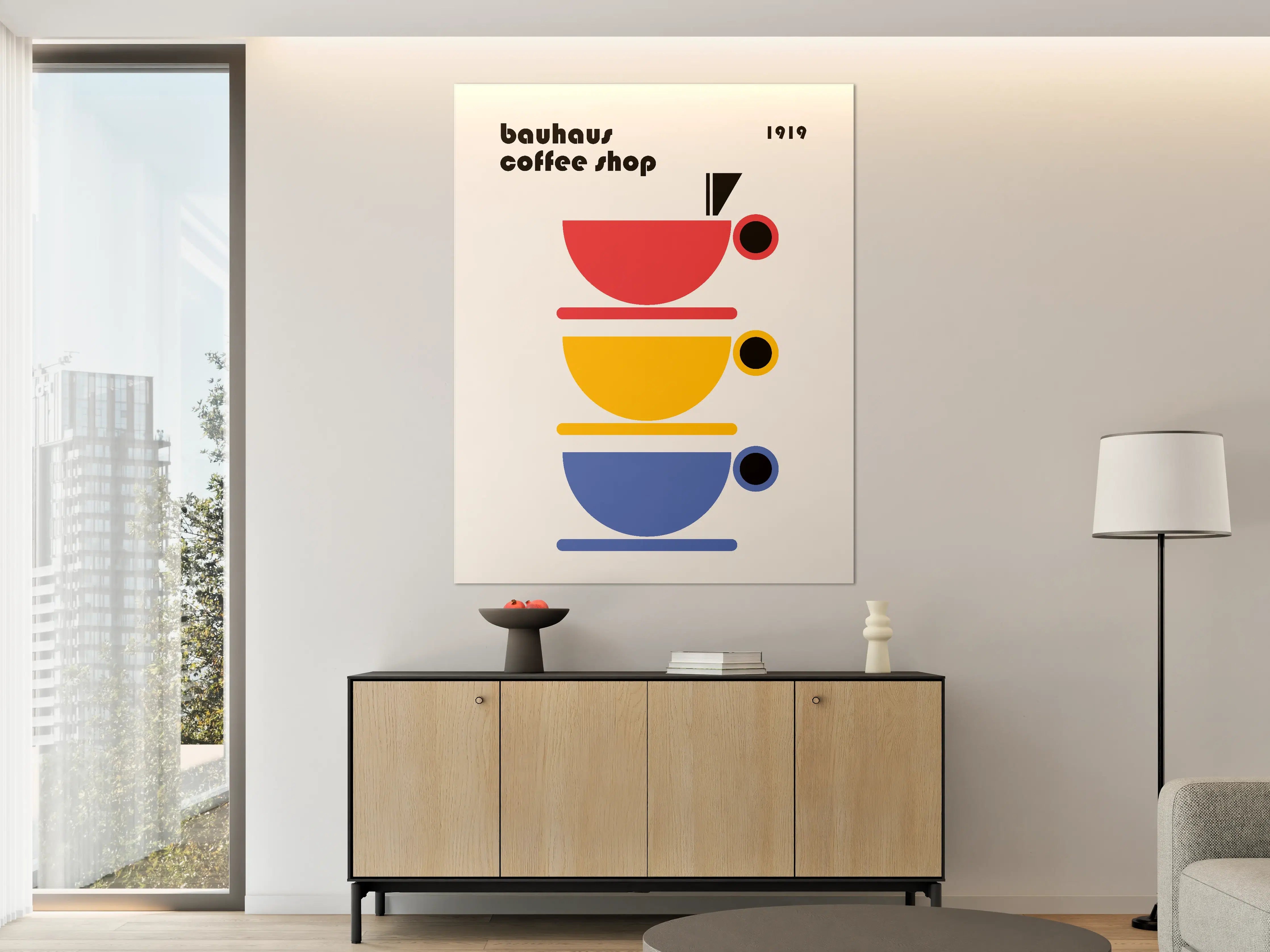Große Wandbilder - Modernes Kaffeetassen-Design in Primärfarben