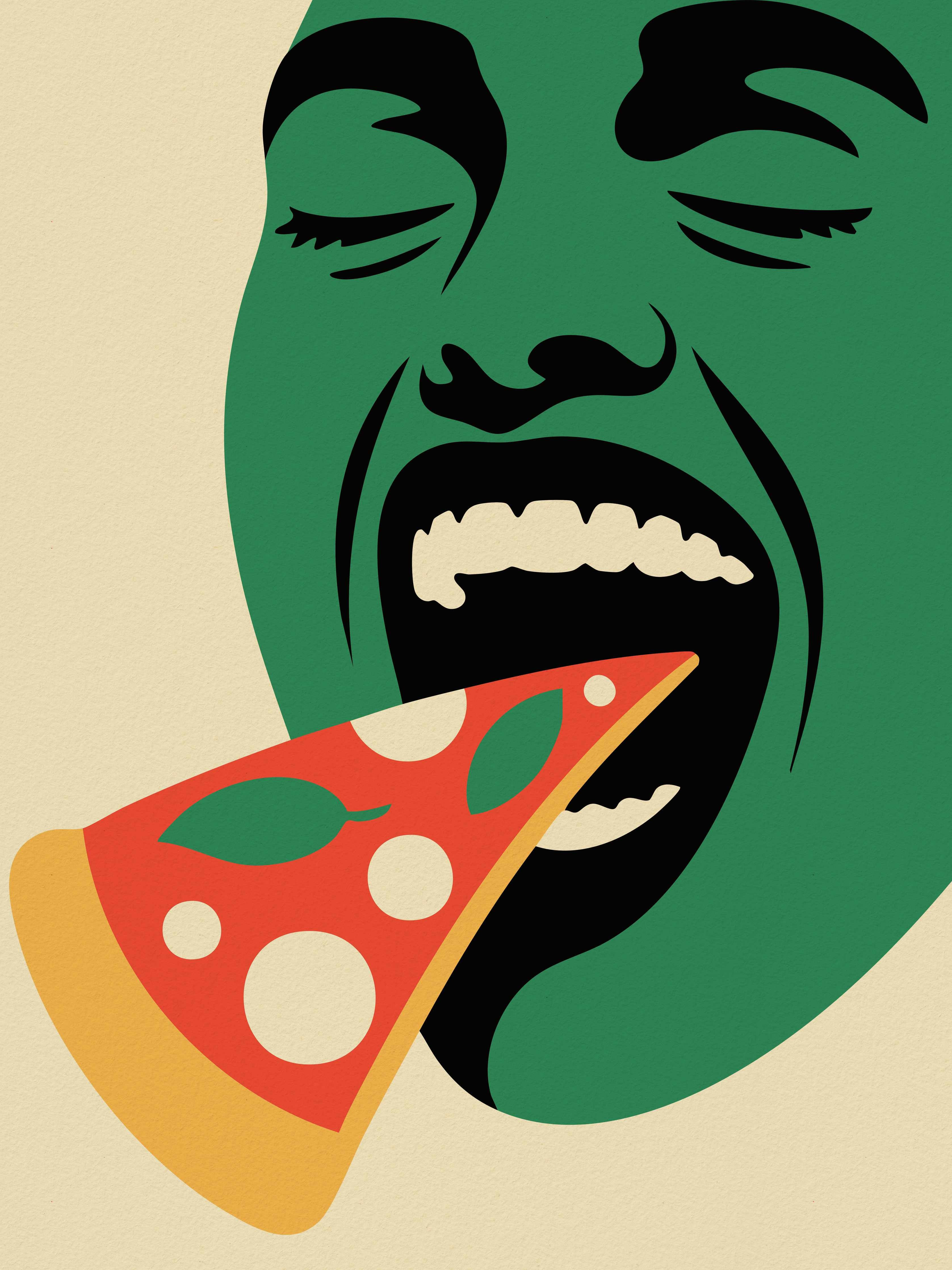 Große Wandbilder-Modernes Pop-Art-Porträt mit Pizza-Motiv