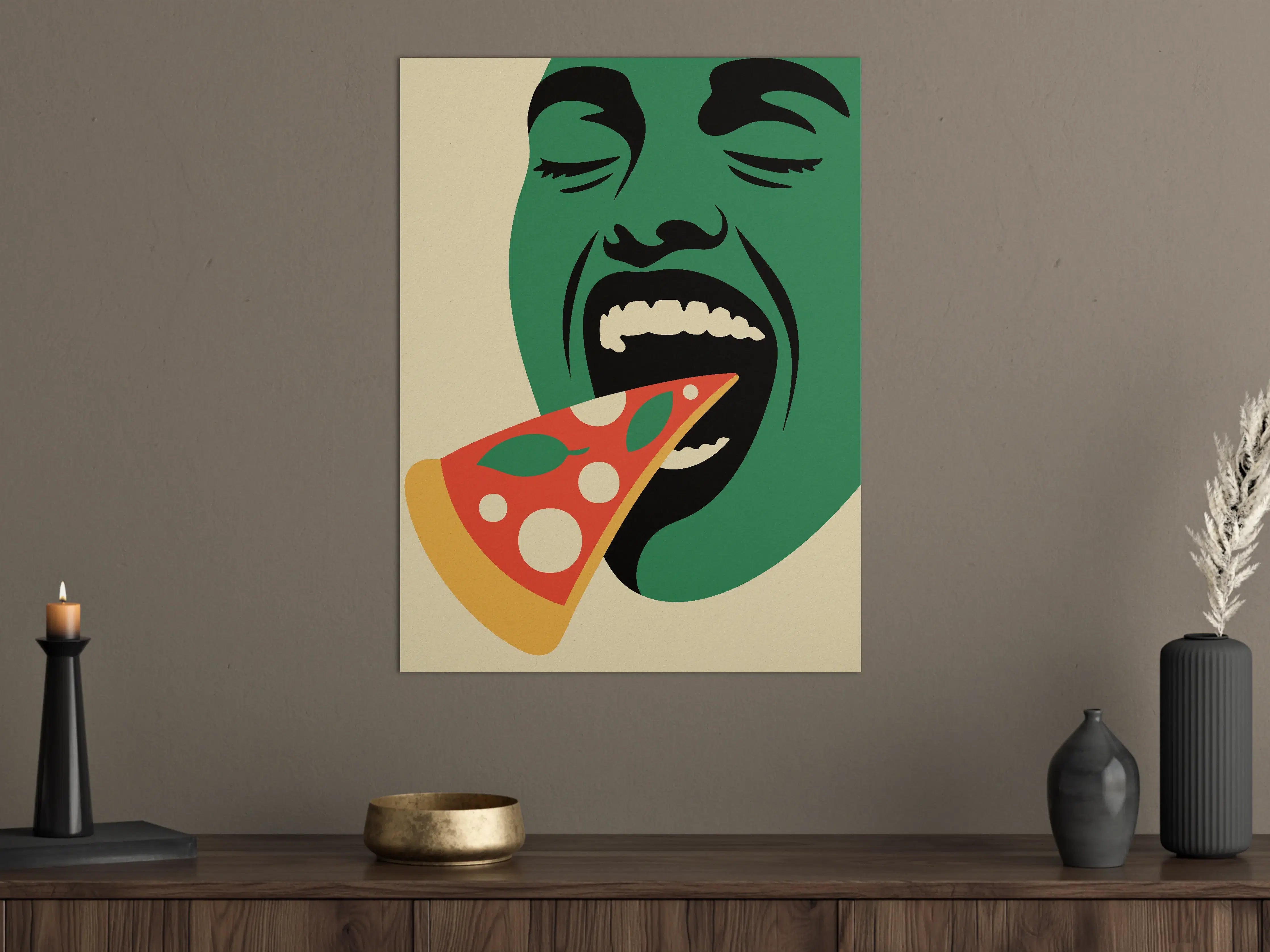 Große Wandbilder - Modernes Pop-Art-Porträt mit Pizza-Motiv
