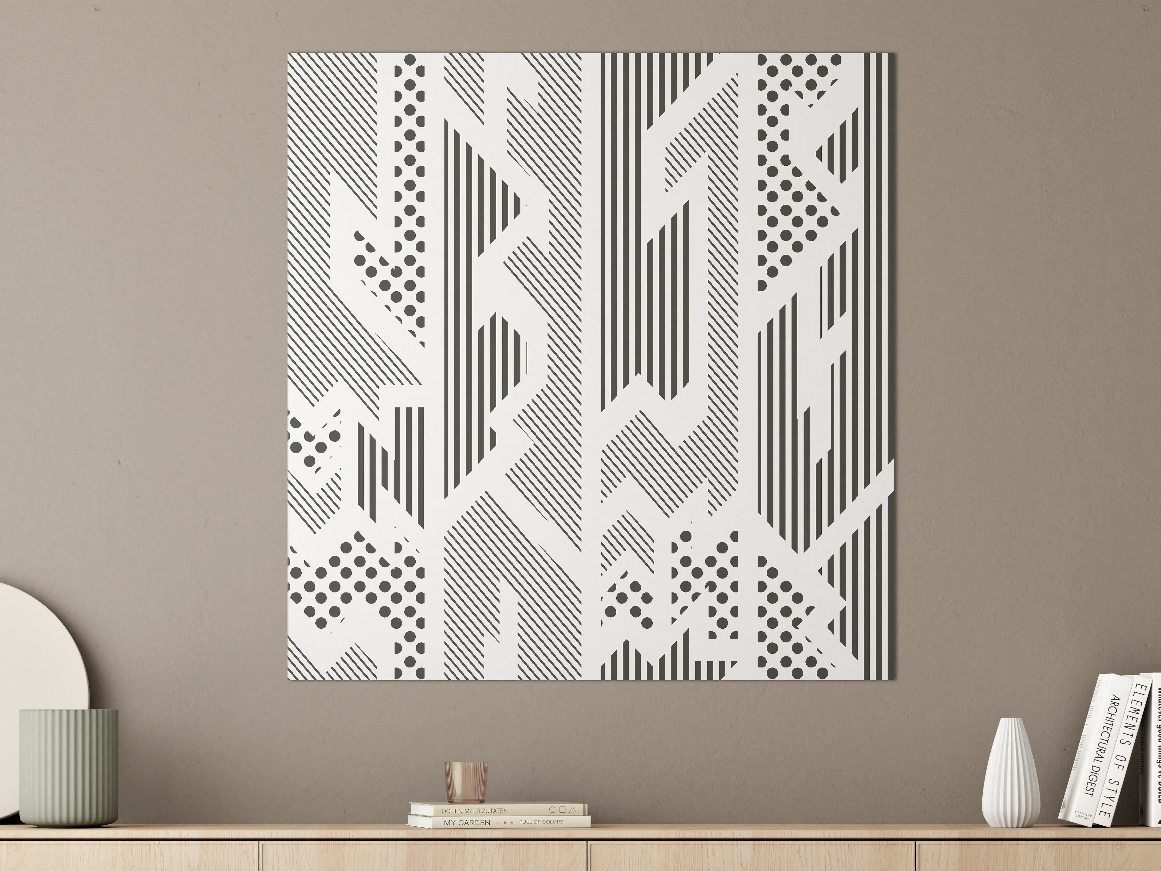 Große Wandbilder - Modernes Schwarz-Weiß-Muster mit geometrischen Linien