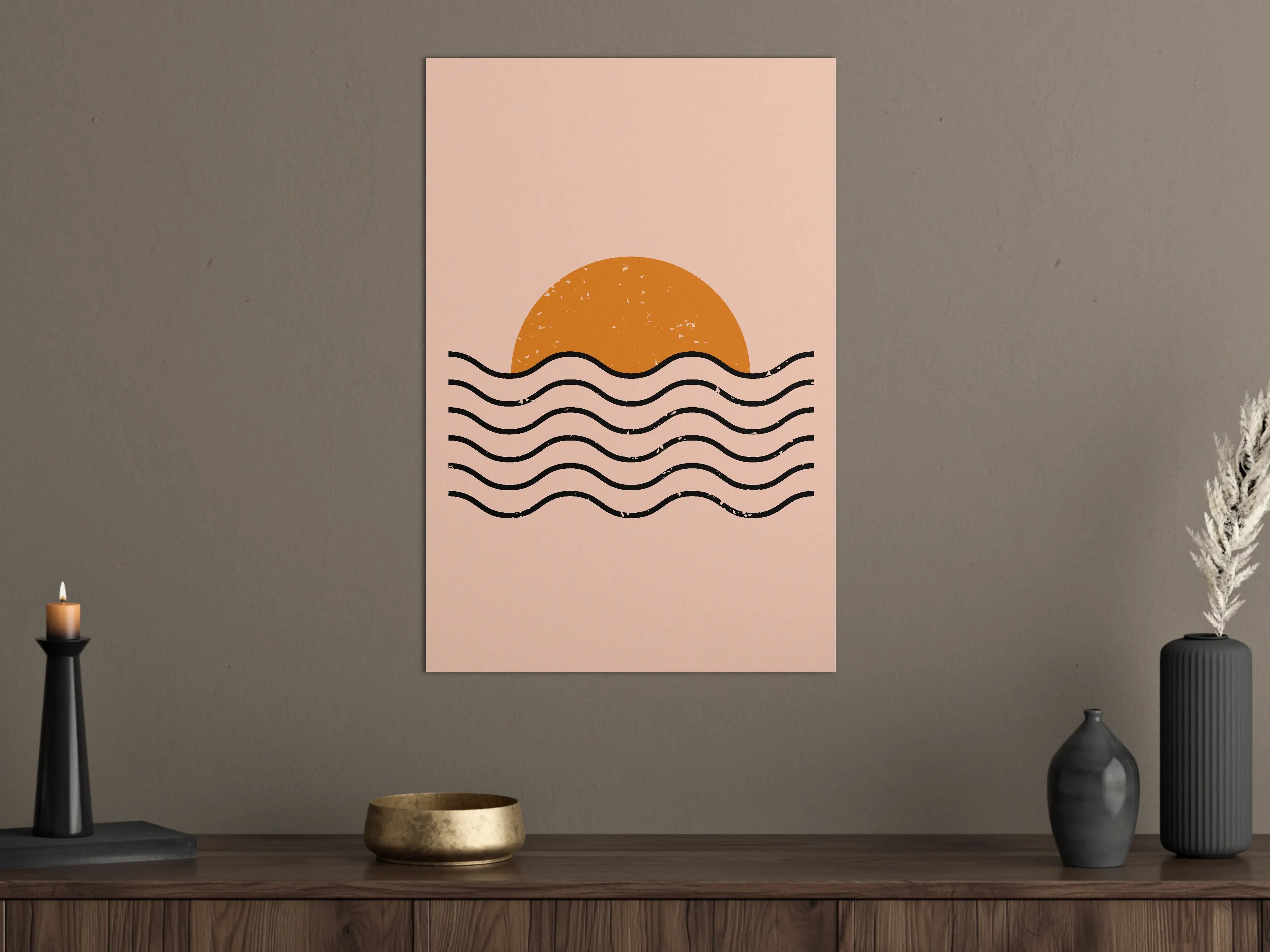 Große Wandbilder - Modernes Sonnenuntergangsdesign mit Wellen