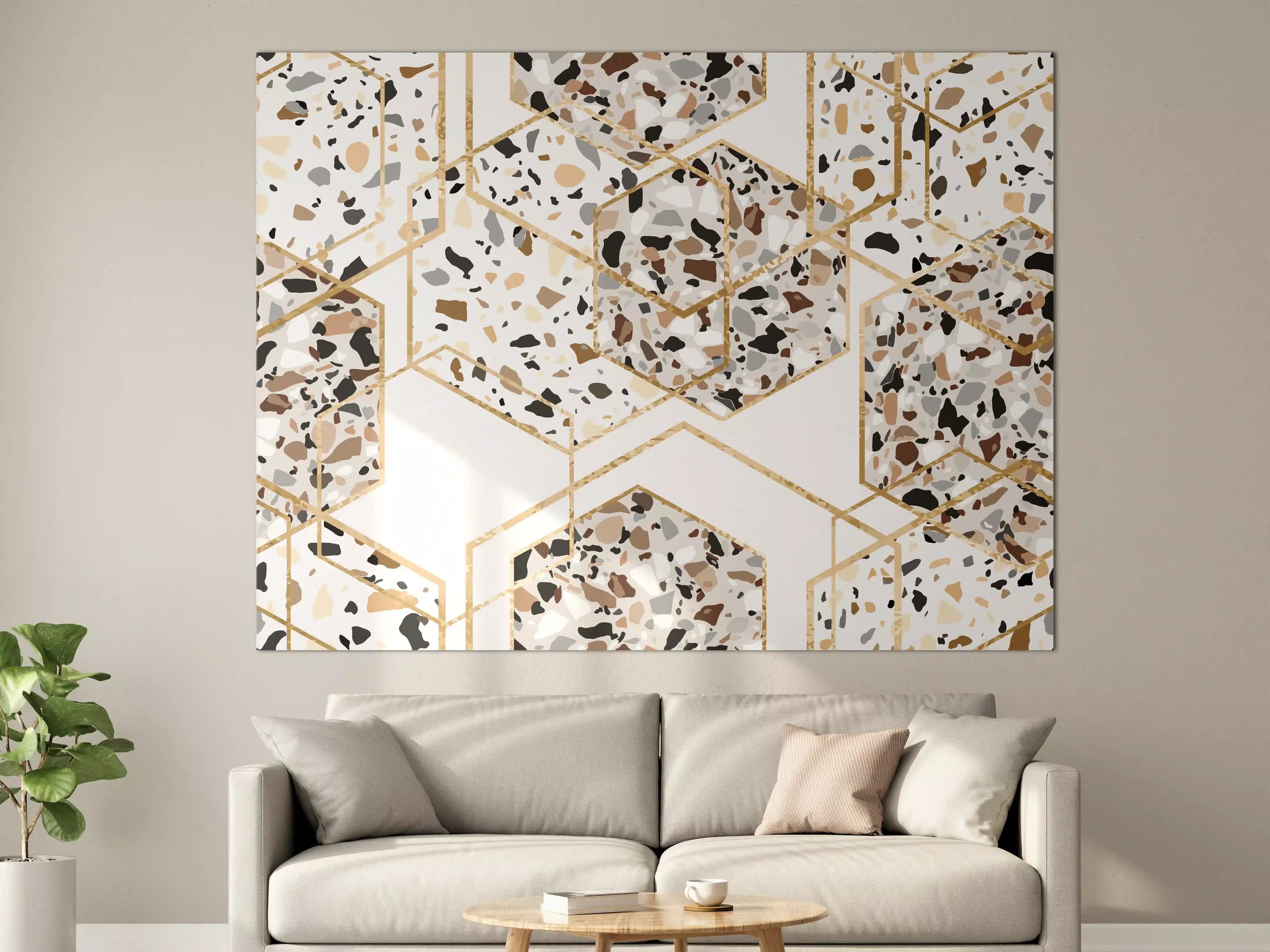 Große Wandbilder - Modernes Terrazzo-Gold-Muster