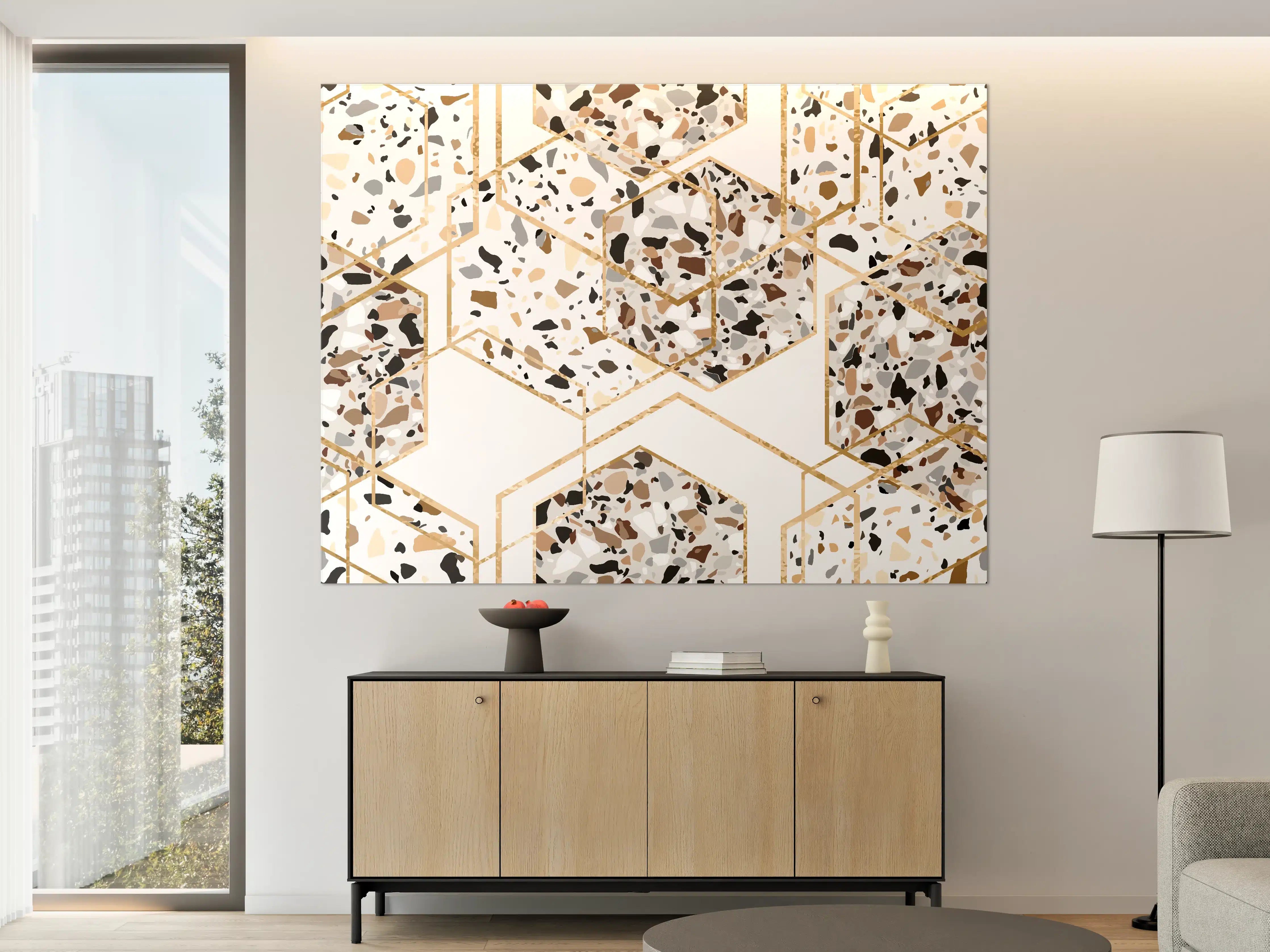 Große Wandbilder - Modernes Terrazzo-Gold-Muster